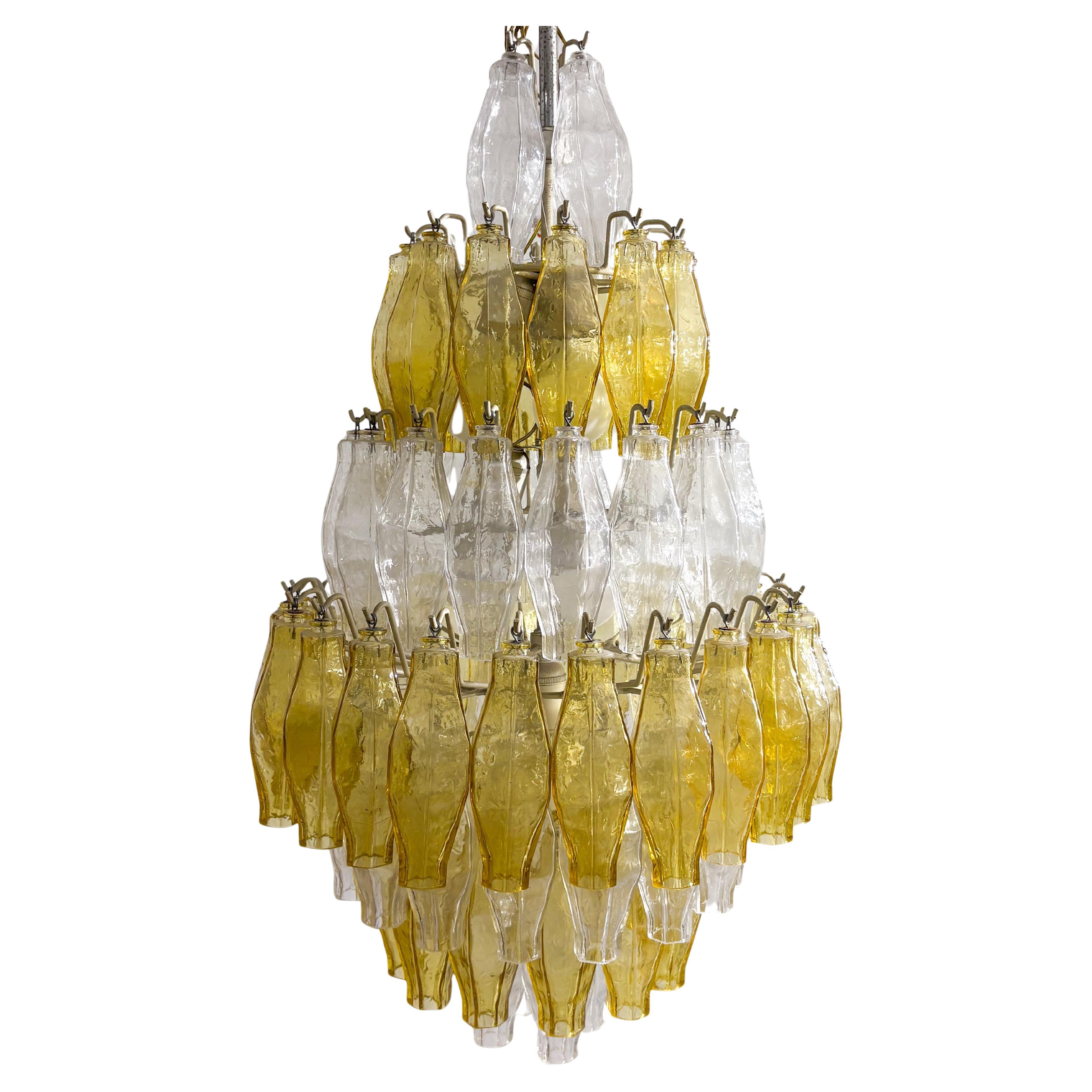 Lampadario in vetro di Murano di metà secolo "Polyhedr" di Carlo Scarpa per Venini, Italia