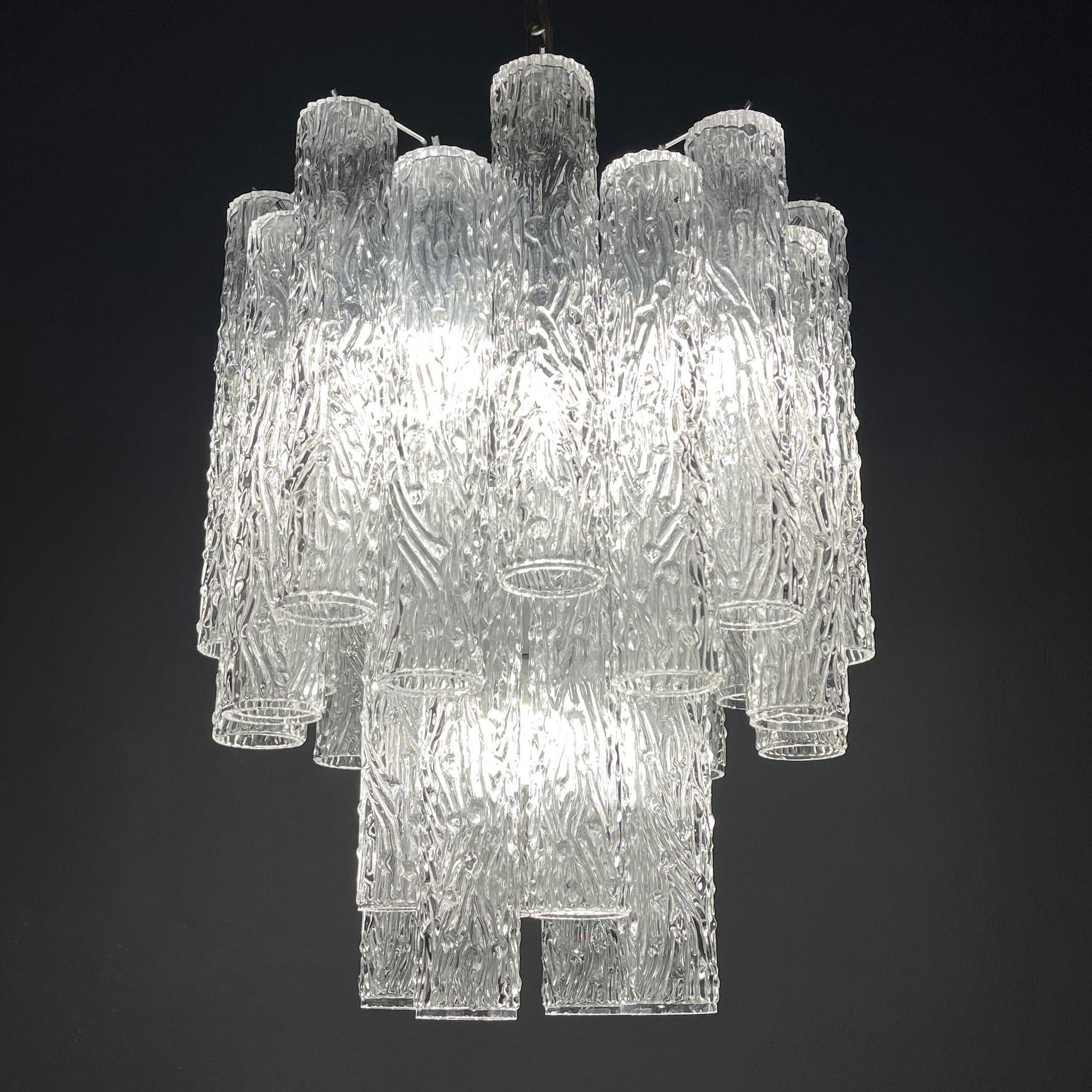 Mid-Century Modern Midcentury Murano Glass Chandelier Tronchi by Toni Zuccheri for Venini Italy 19 For Sale