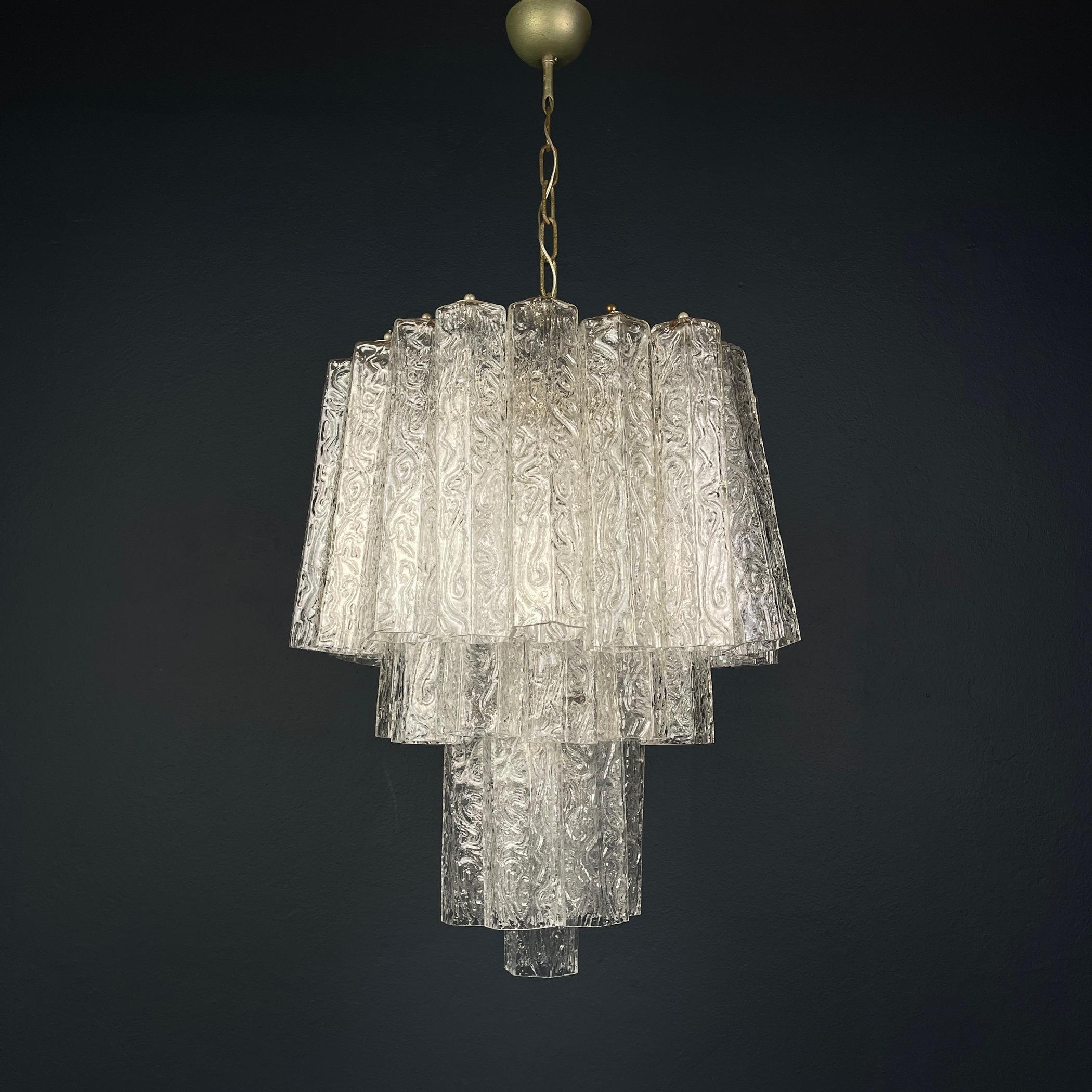 Mid-century murano glass chandelier Tronchi by Venini Italy 1960s 3