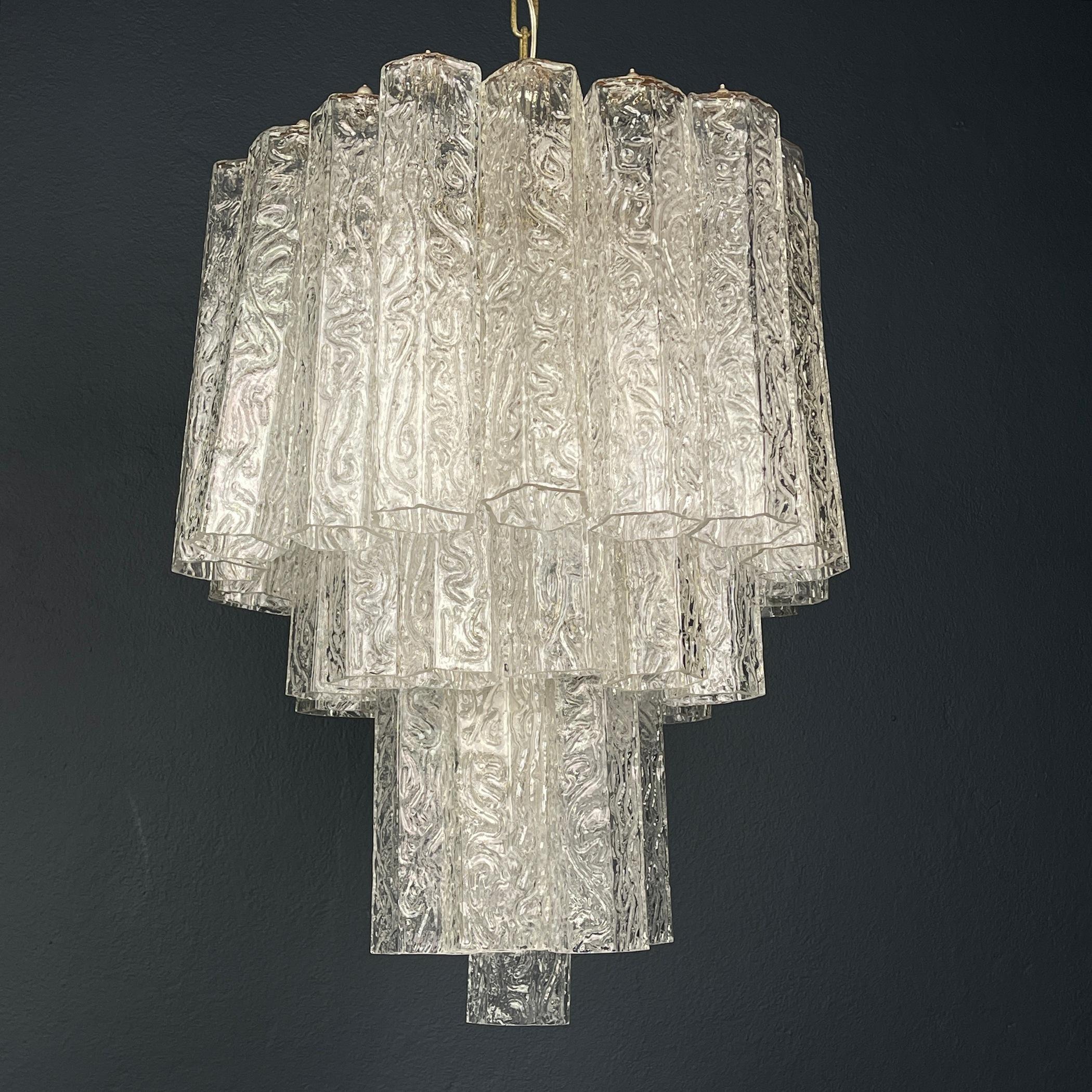 Mid-Century Modern Mid-century murano glass chandelier Tronchi by Venini Italy 1960s