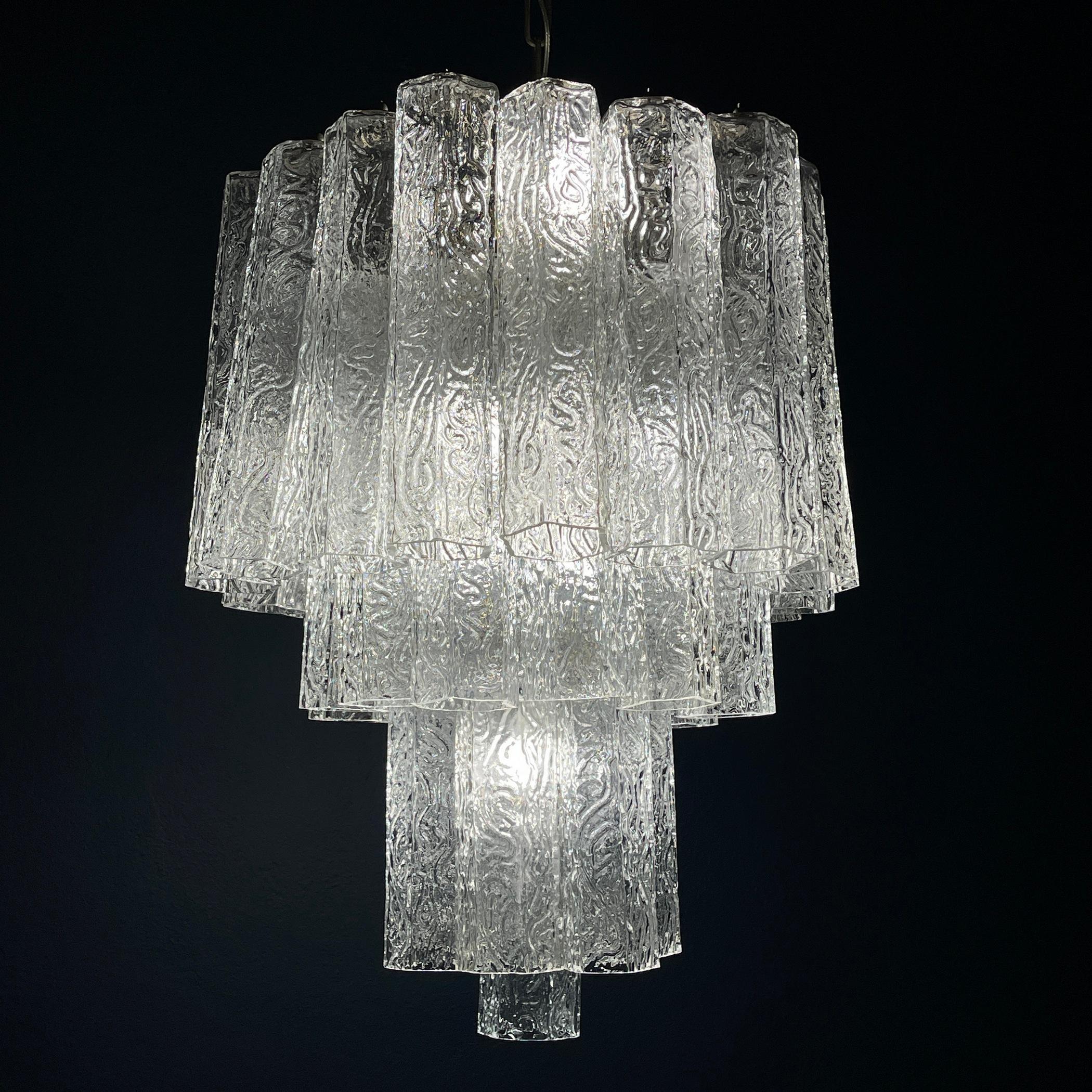 Mid-century murano glass chandelier Tronchi by Venini Italy 1960s In Good Condition In Miklavž Pri Taboru, SI