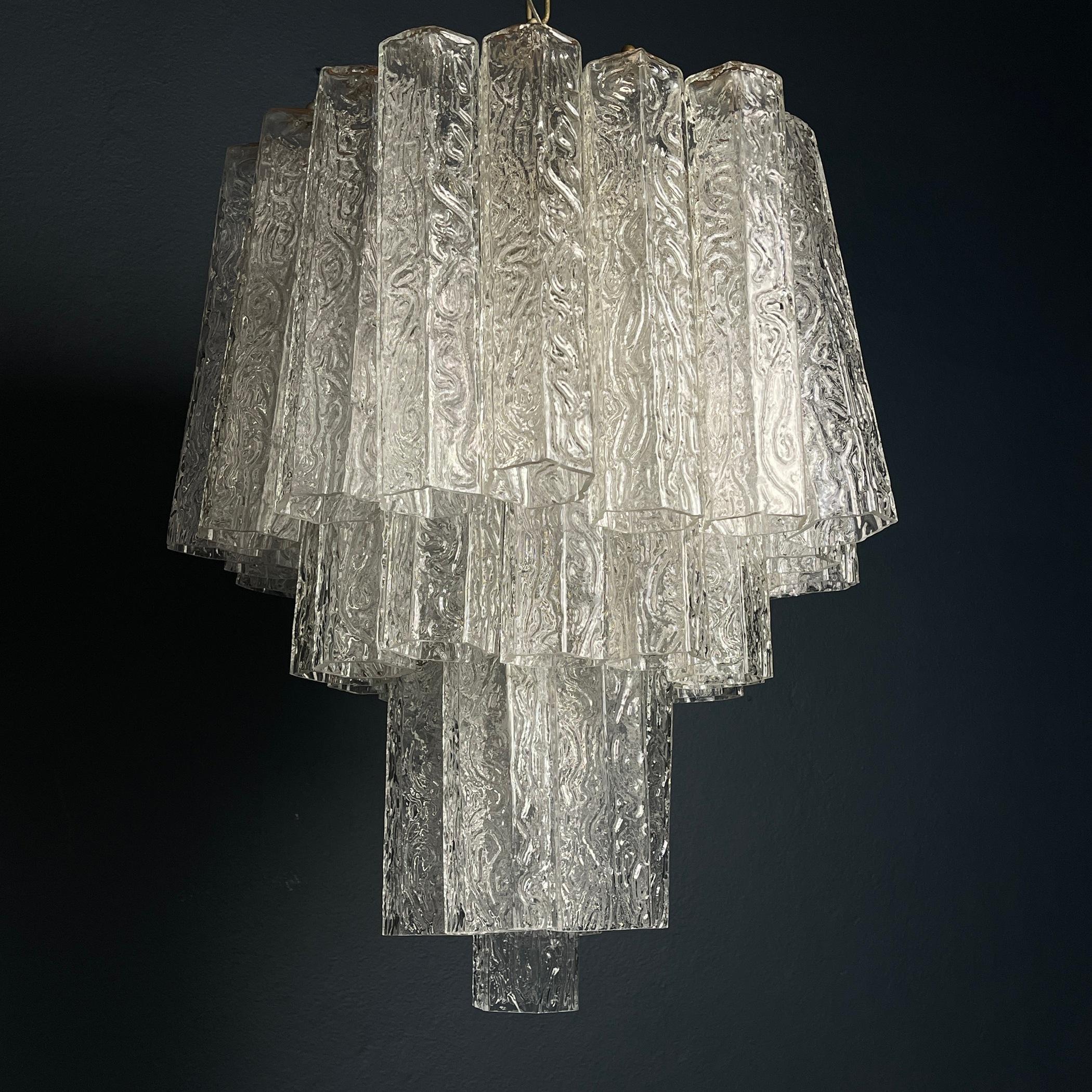 Mid-century murano glass chandelier Tronchi by Venini Italy 1960s 2