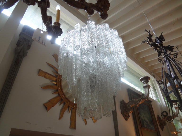 Mid-Century Venini Style Murano Glass Chandelier For Sale 1