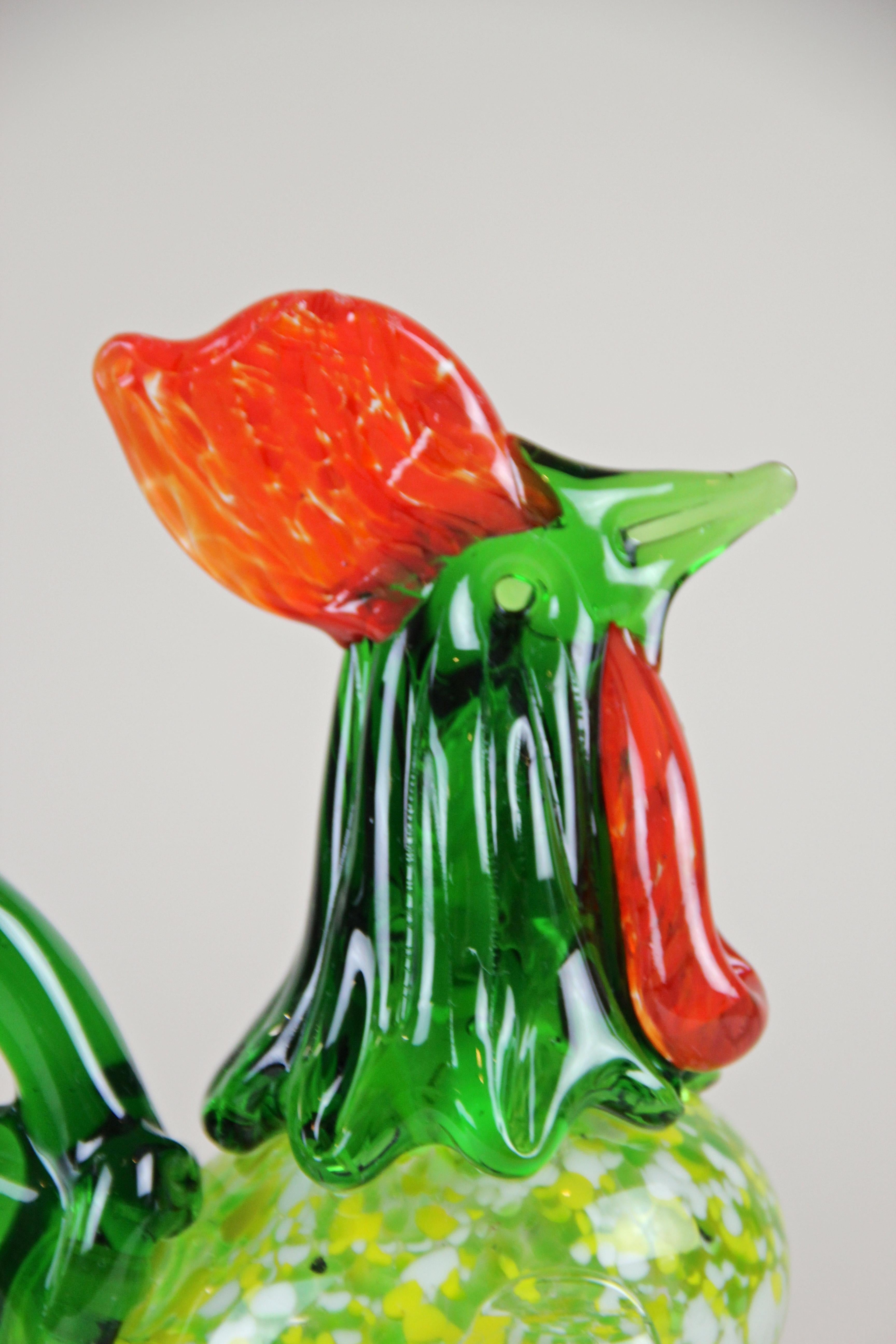 Midcentury Murano Glass Cock, Italy, circa 1950 4