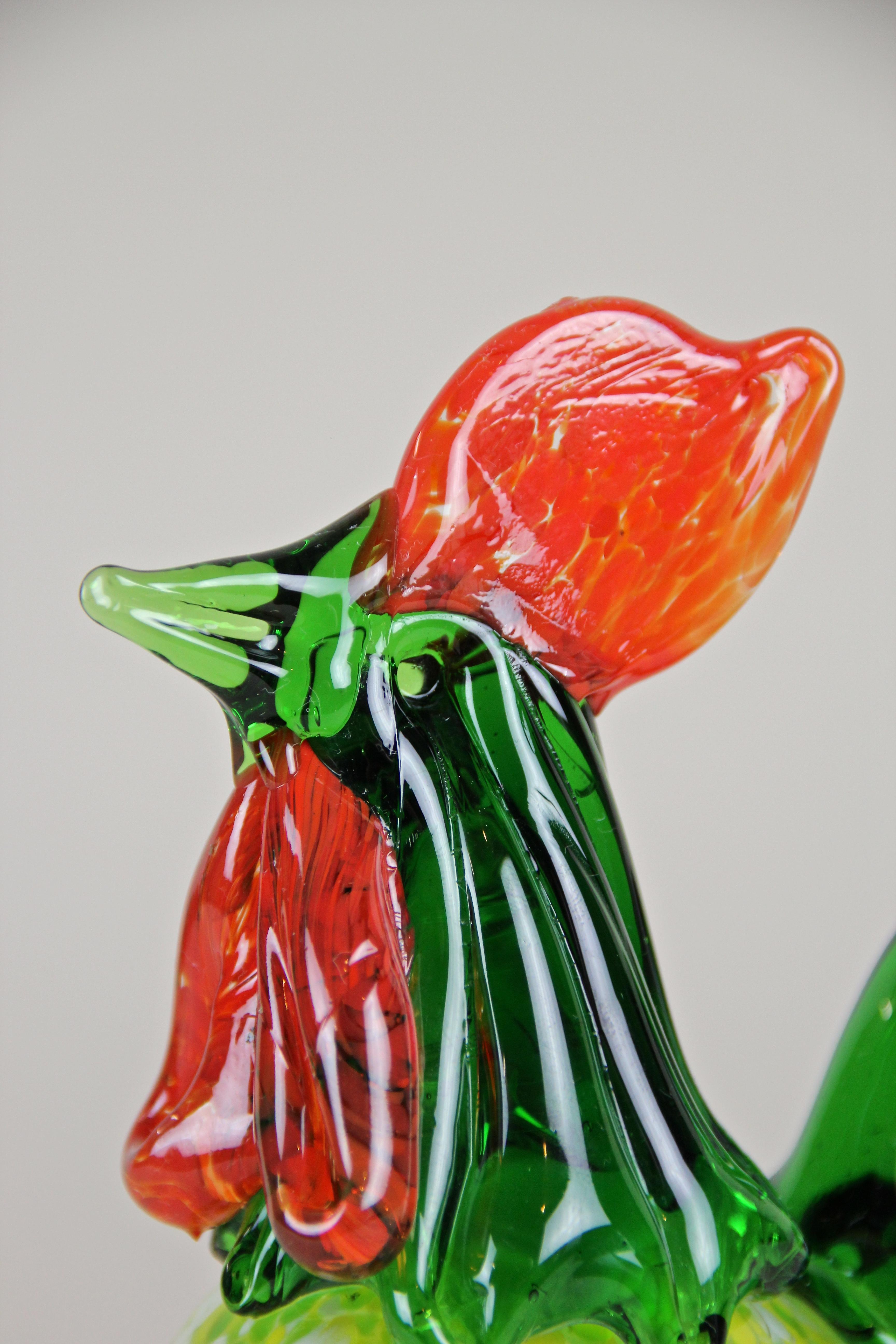 Midcentury Murano Glass Cock, Italy, circa 1950 For Sale 9