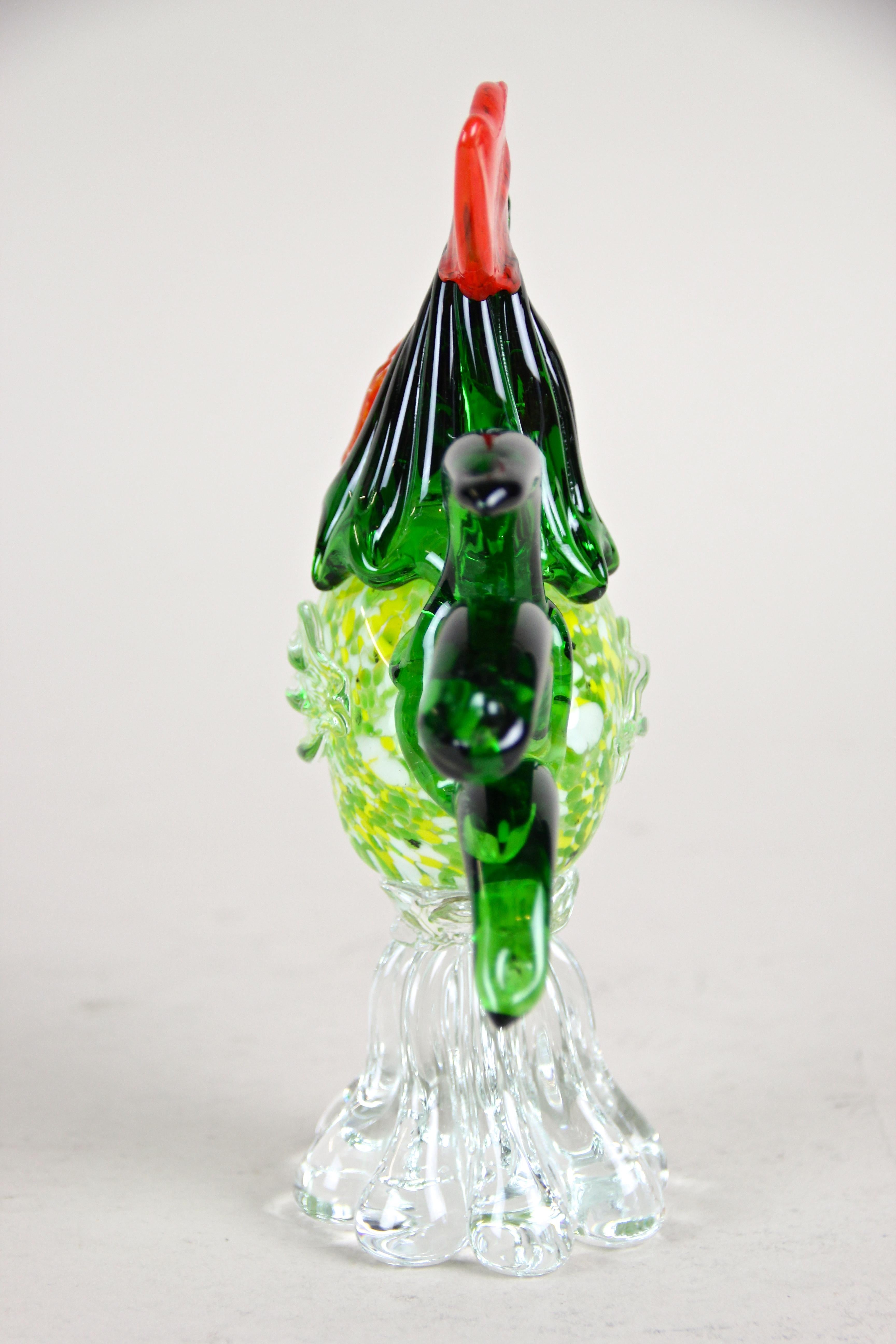 Mid-Century Modern Midcentury Murano Glass Cock, Italy, circa 1950