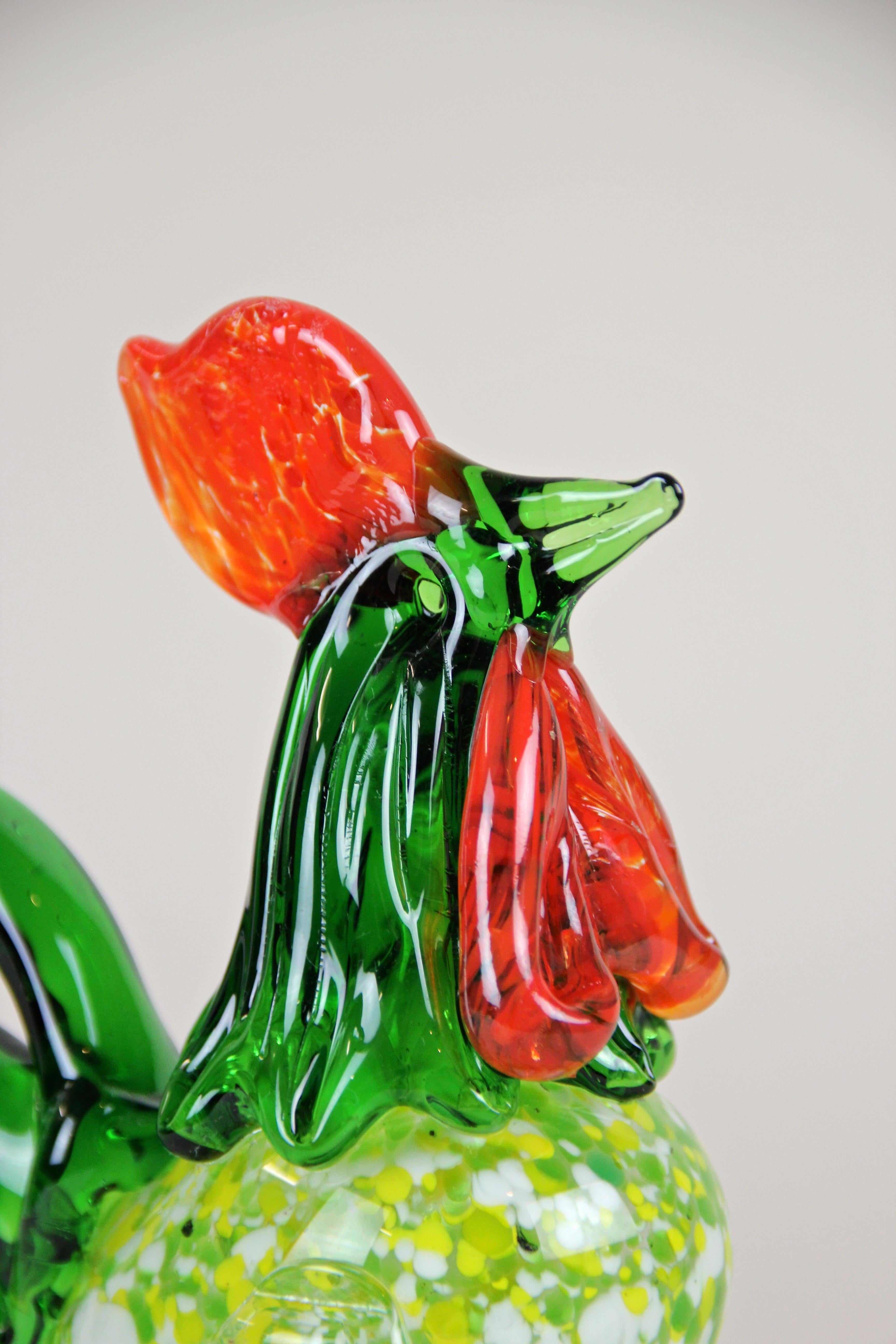 Midcentury Murano Glass Cock, Italy, circa 1950 In Good Condition In Lichtenberg, AT