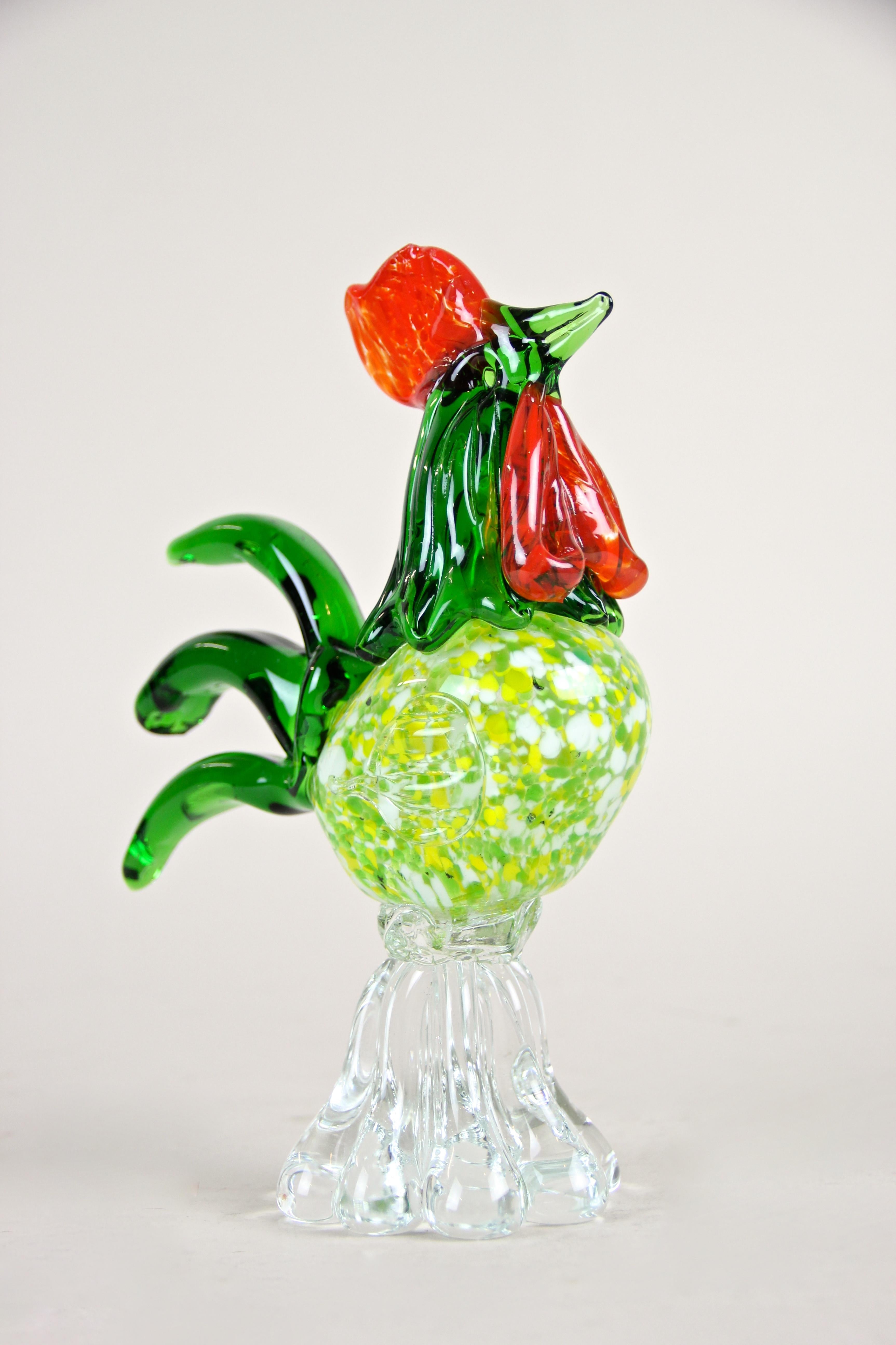 Midcentury Murano Glass Cock, Italy, circa 1950 3