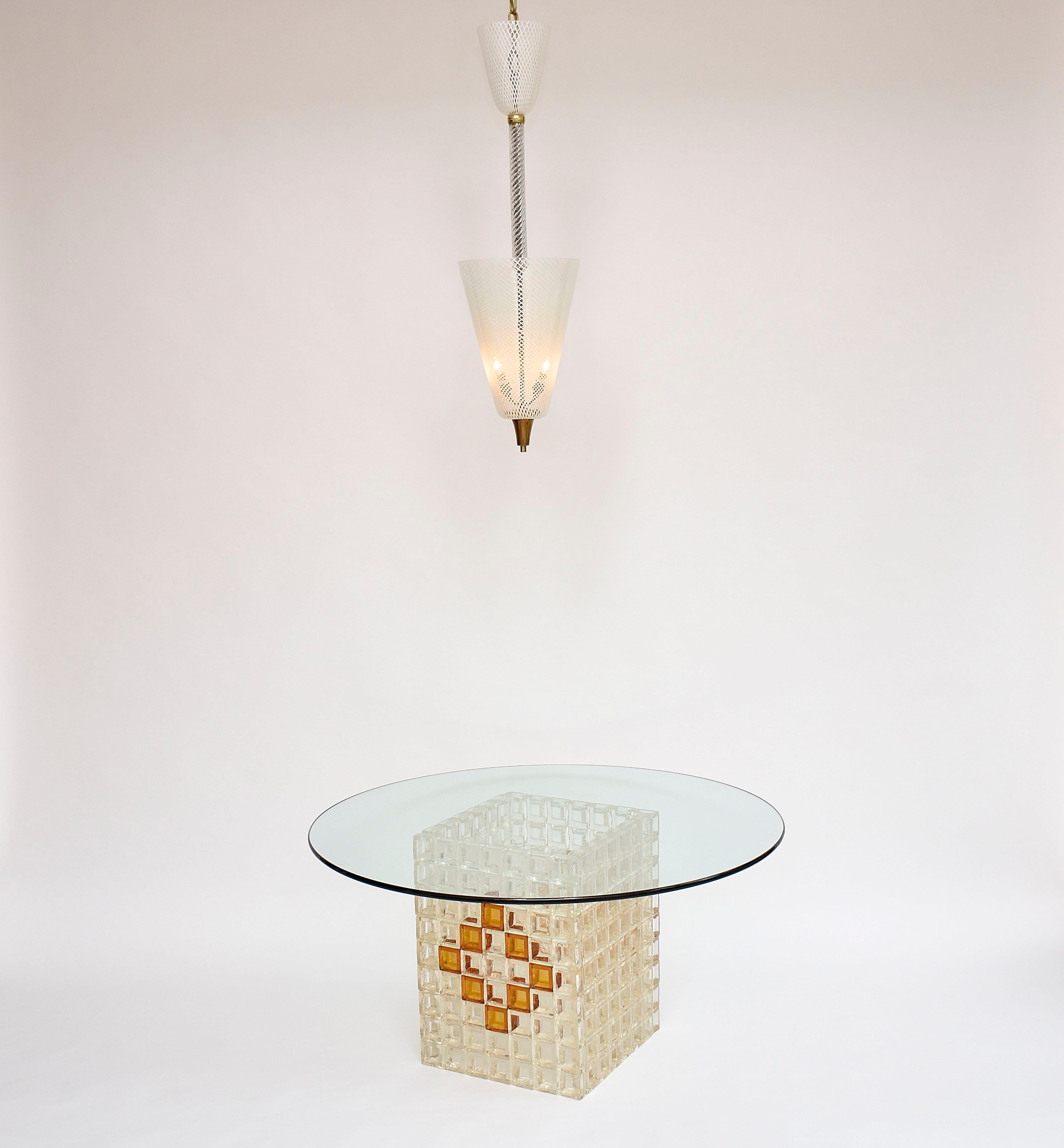 Table basse en verre de Murano du milieu du siècle dernier par Albano Poli pour Poliarte Bon état - En vente à SON EN BREUGEL, NL