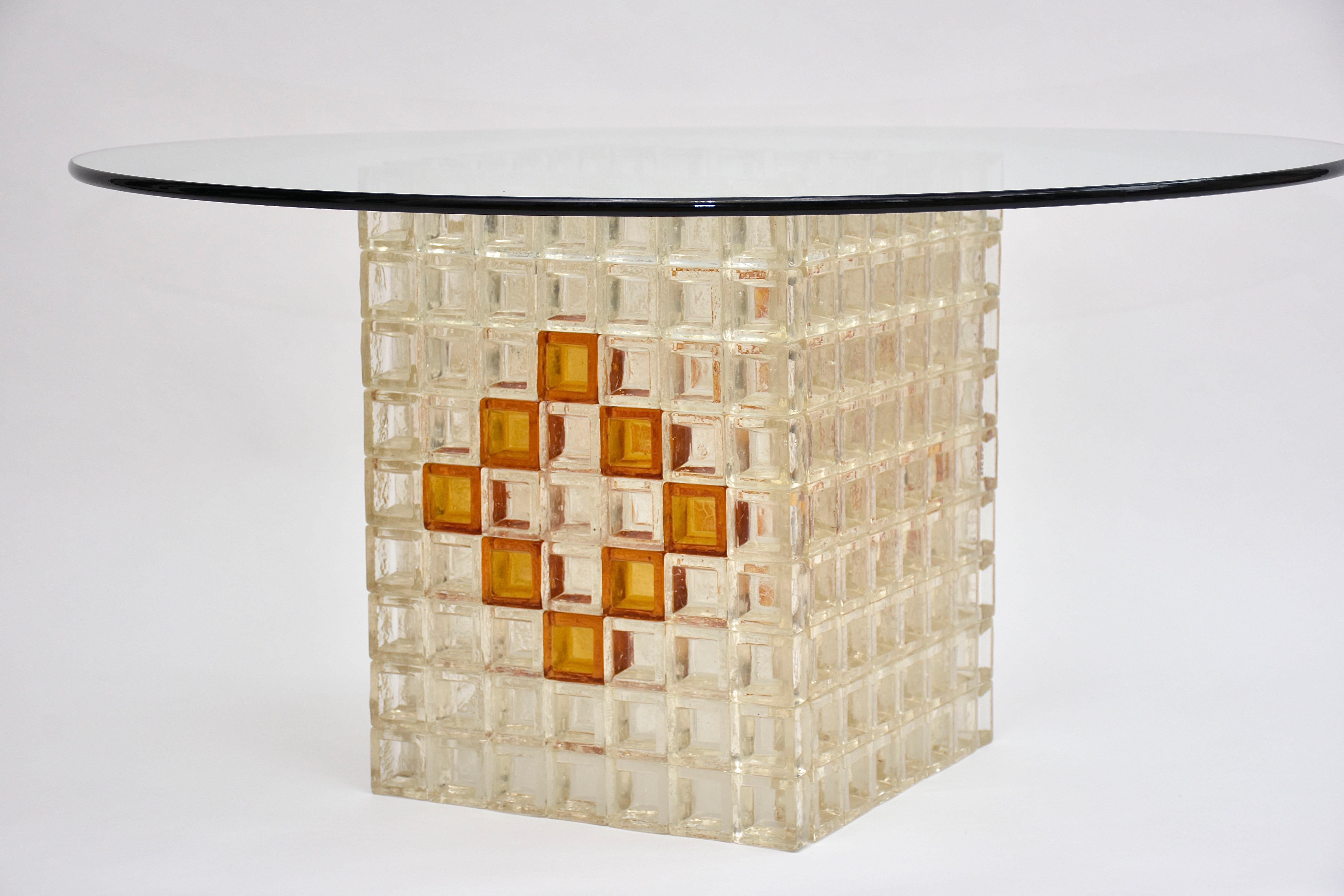 Murano Glass Mid-century Murano glass coffee table by Albano Poli for Poliarte For Sale