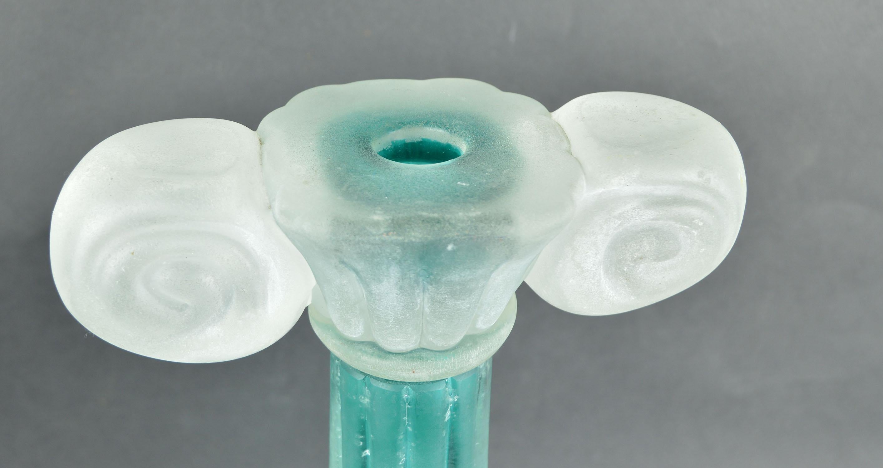 Classical Greek Midcentury Murano Glass Column Candlestick, Signed Cenedese, Venice, 1950s