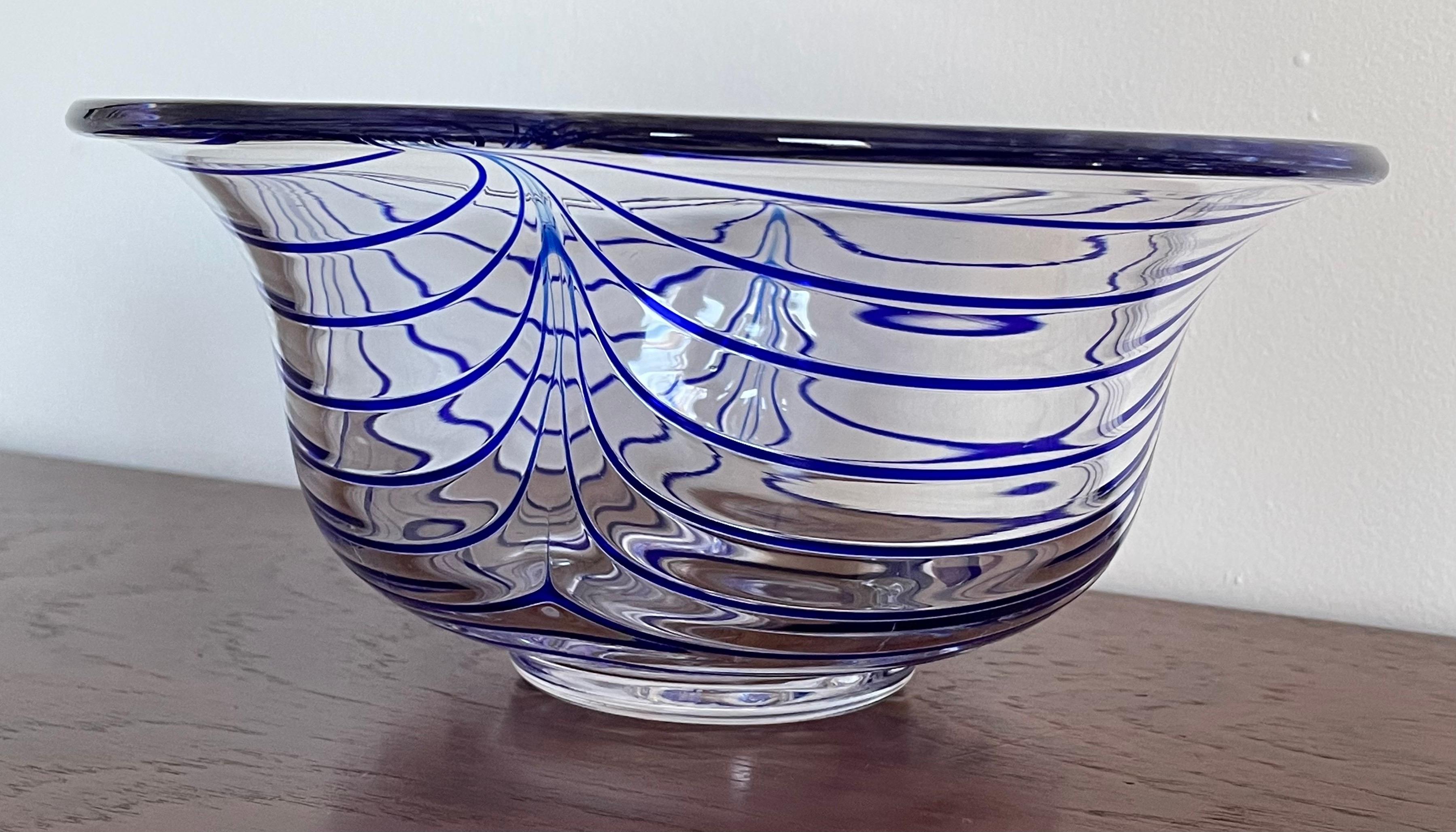 blue glass decorative bowl