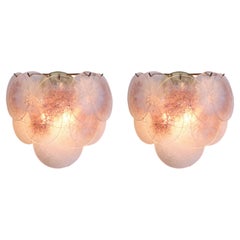 Mid-Century Murano Glass Disc Sconces - 10 Hand Blown Snowflake Discs