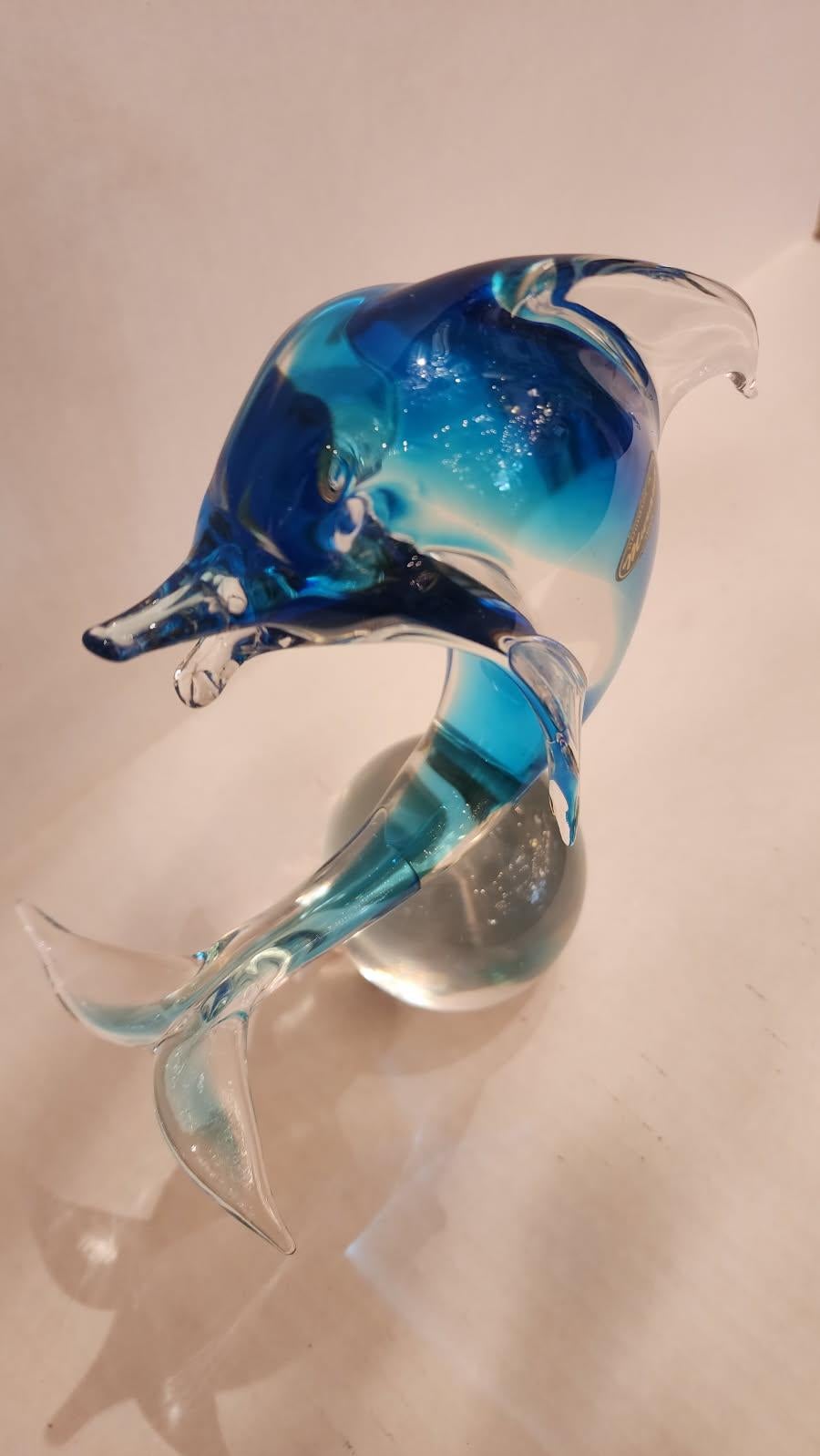 Mid-Century moderno Scultura di delfino in vetro di Murano del metà del secolo scorso in vendita
