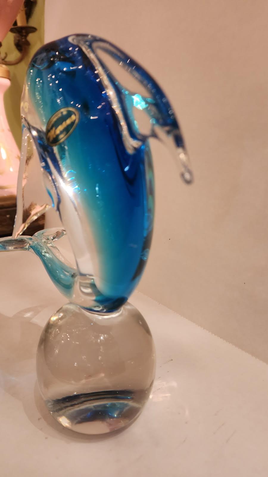 Italiano Scultura di delfino in vetro di Murano del metà del secolo scorso in vendita