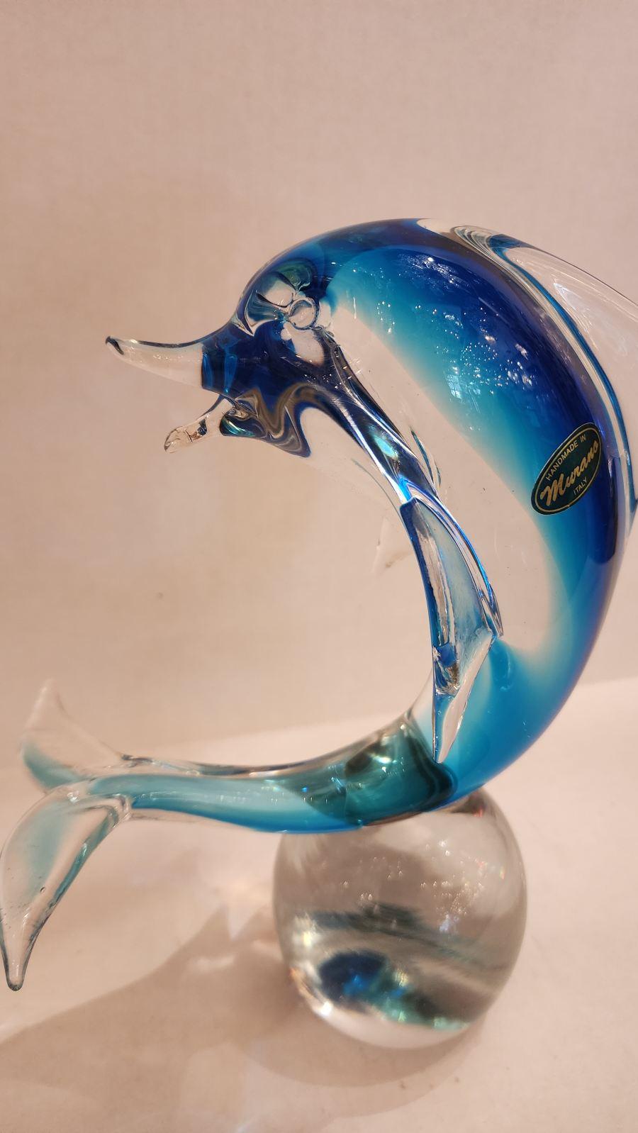 XX secolo Scultura di delfino in vetro di Murano del metà del secolo scorso in vendita