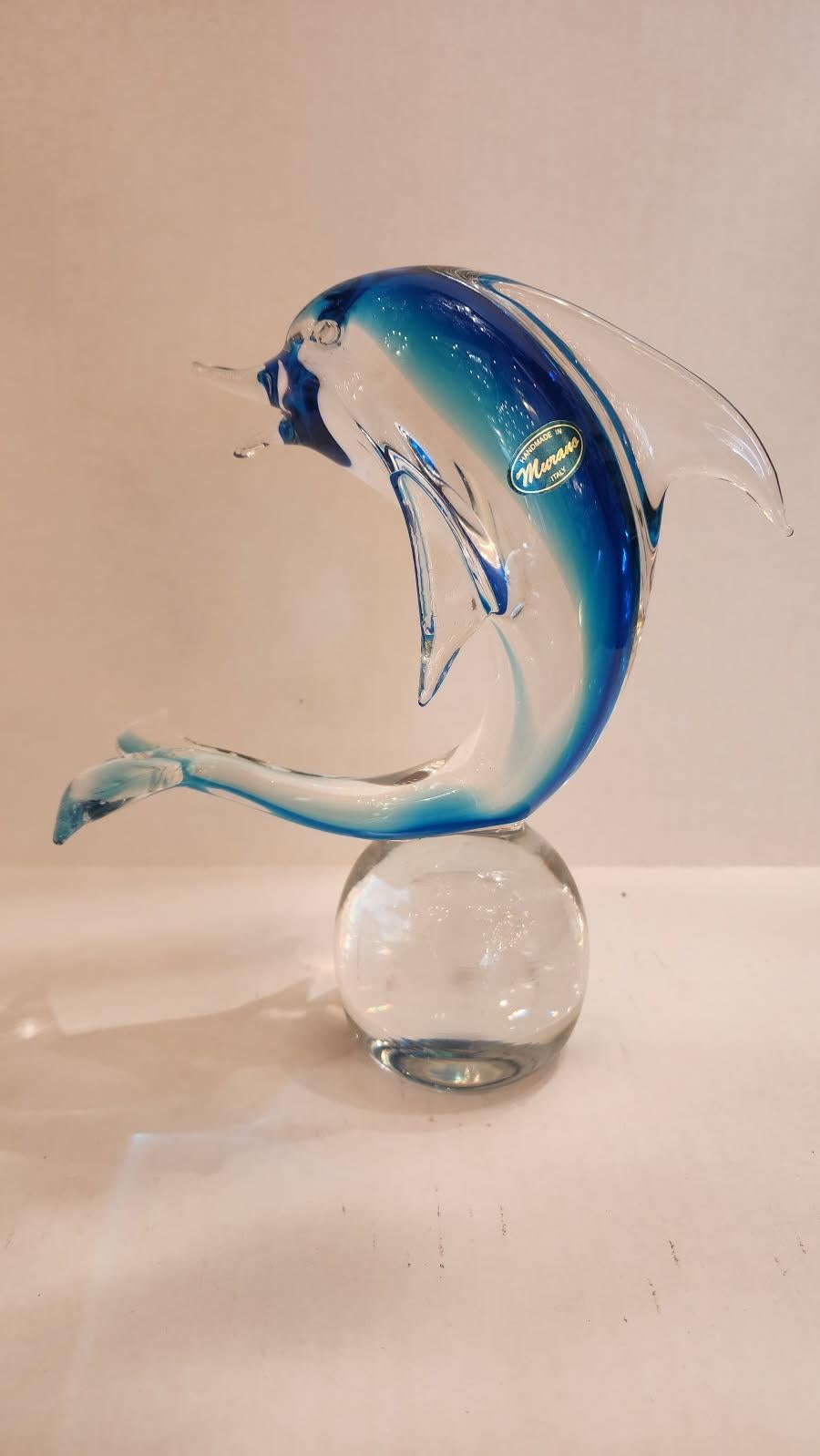 Vetro artistico Scultura di delfino in vetro di Murano del metà del secolo scorso in vendita