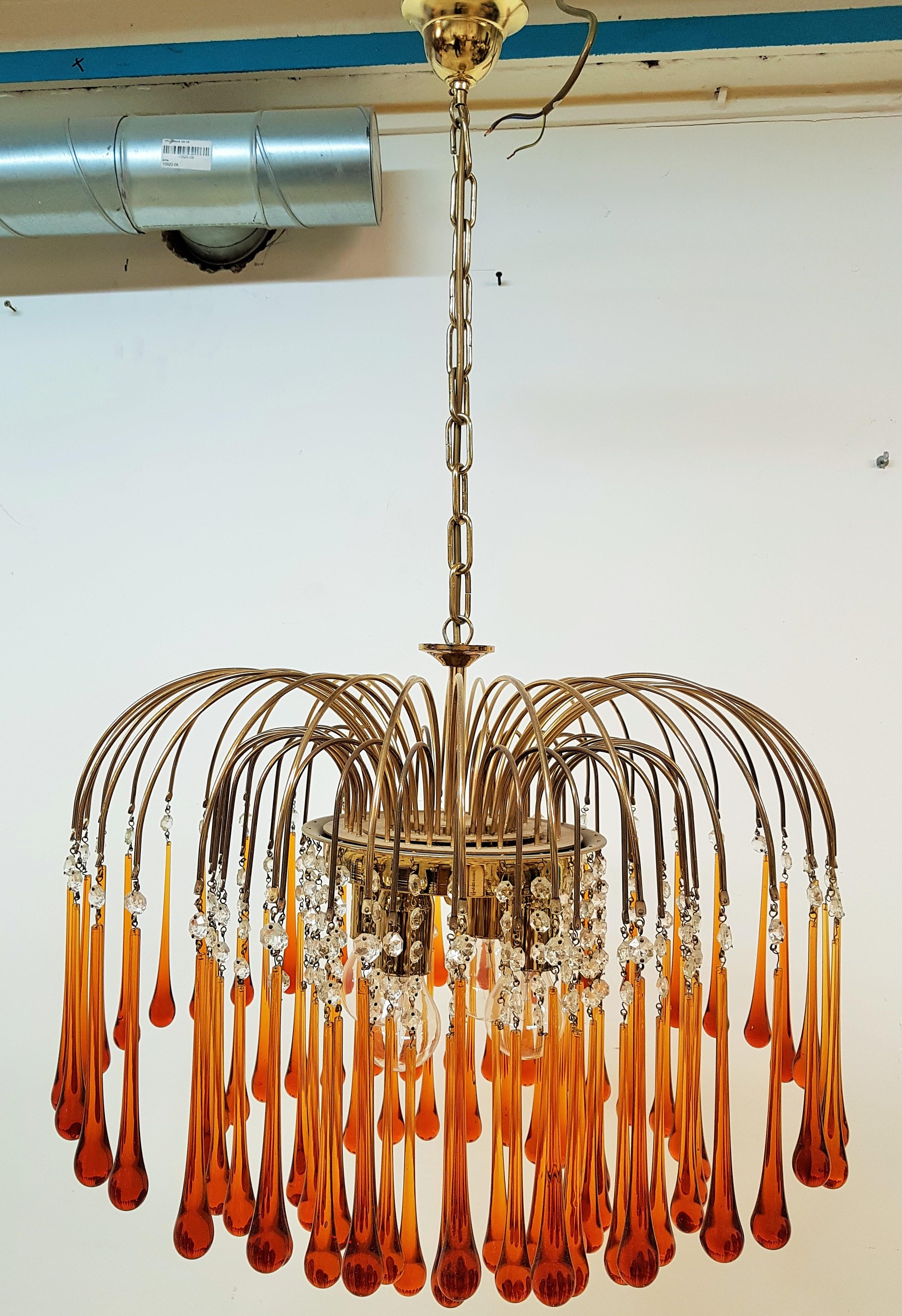 Midcentury Murano glass drops chandelier style Paolo Venini, 1960s. Large edition!

Perfect vintage condition. glass complete.

 