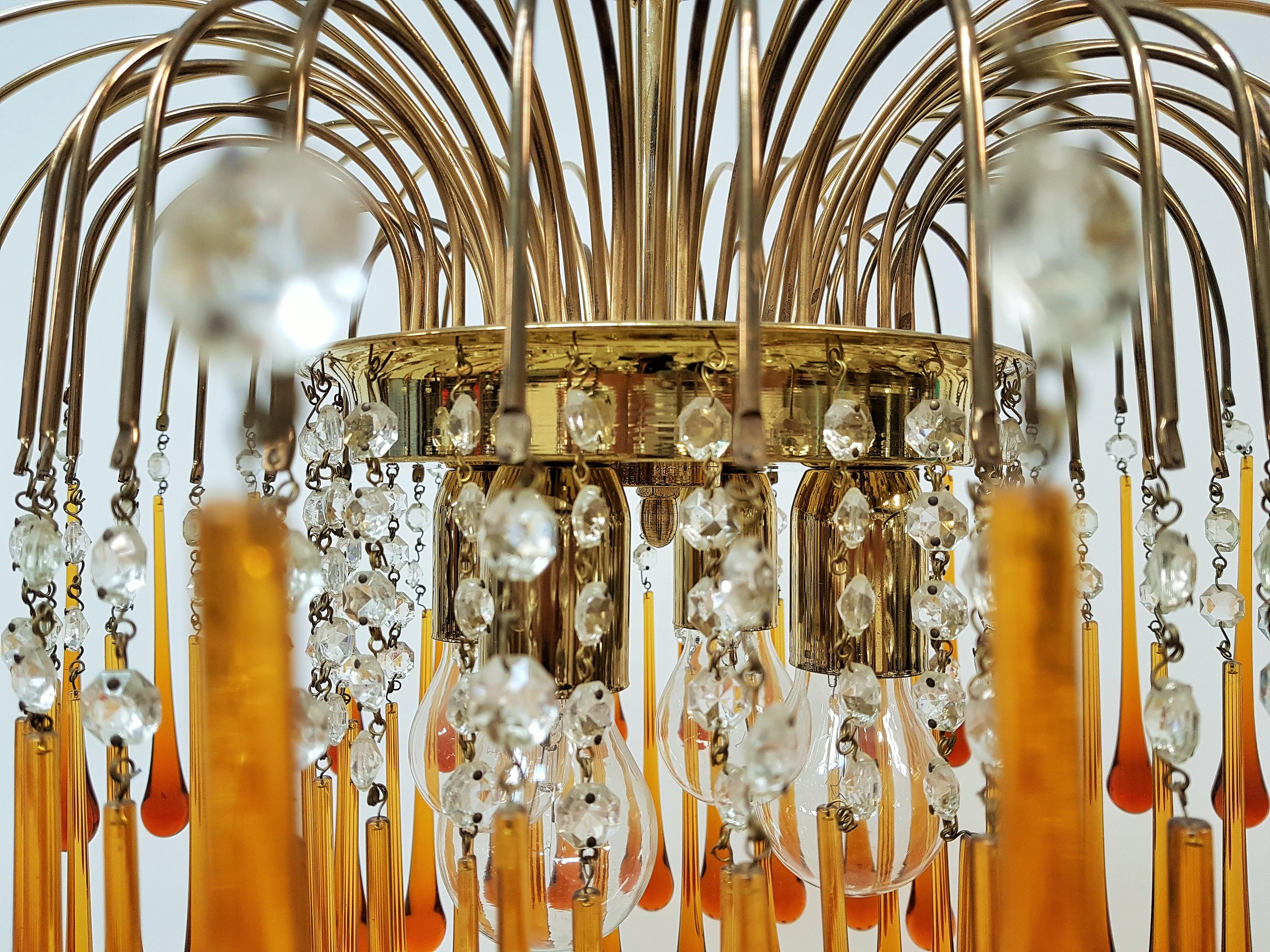 Midcentury Murano Glass Drops Chandelier Style Venini, Italy, 1960s In Good Condition In Saarbruecken, DE