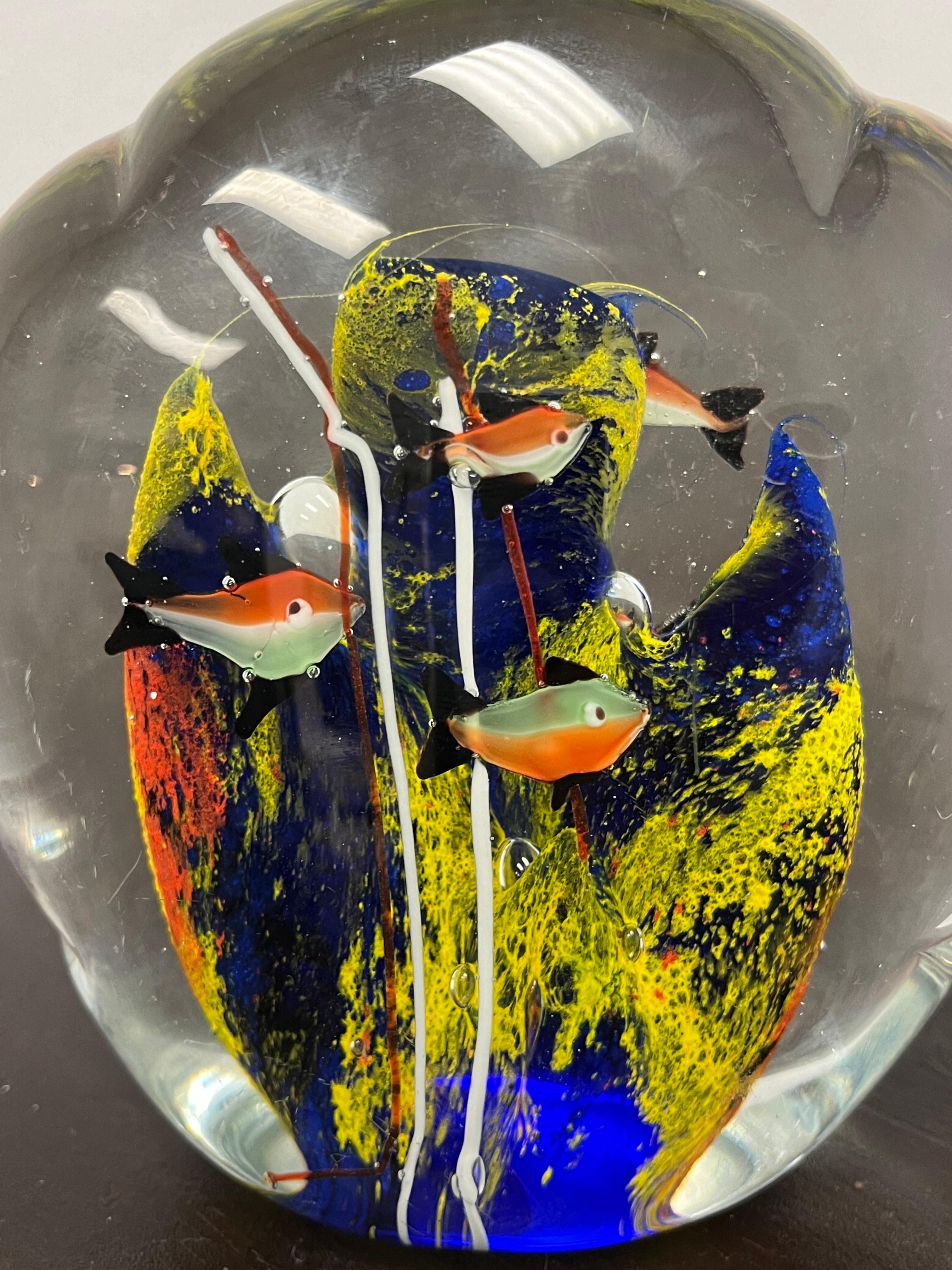 20th Century Mid Century Murano Glass Fish Aquarium Sculpture For Sale