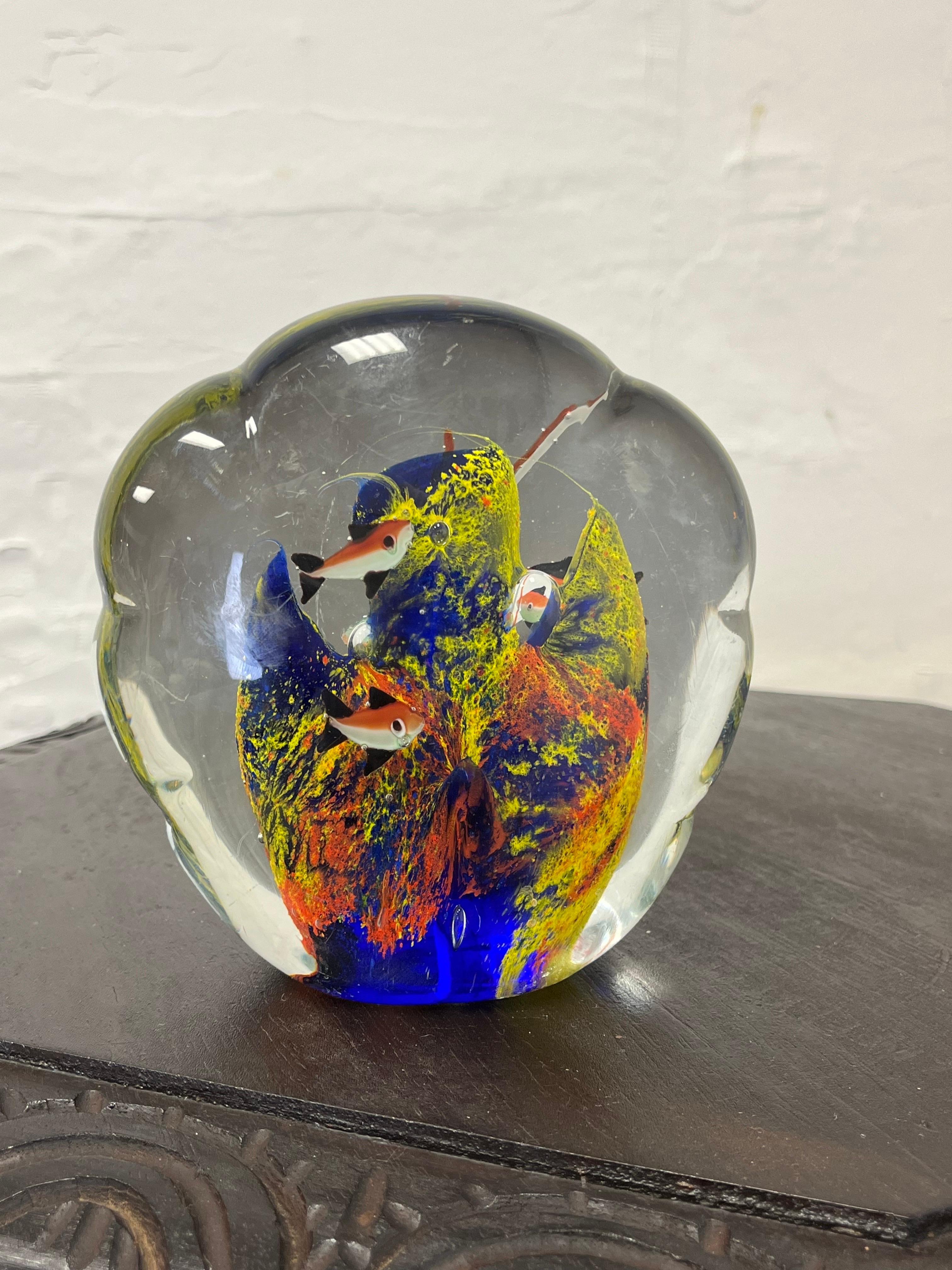 Mid Century Murano Glass Fish Aquarium Sculpture For Sale 1