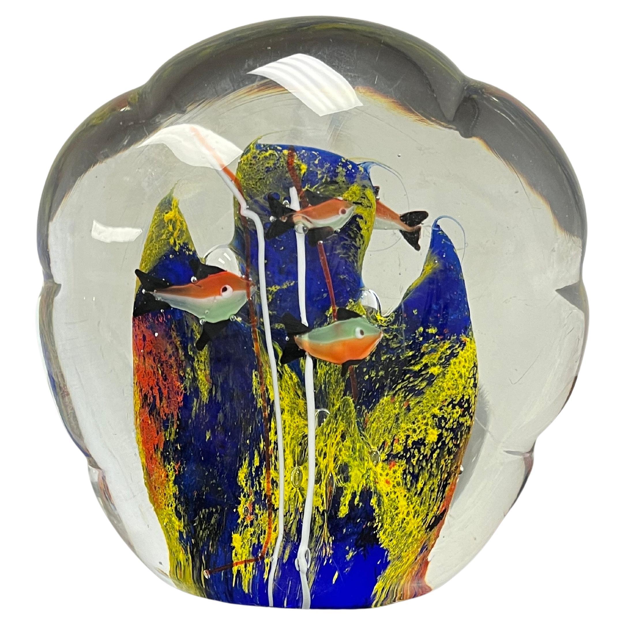Mid Century Murano Glas Fisch Aquarium Skulptur