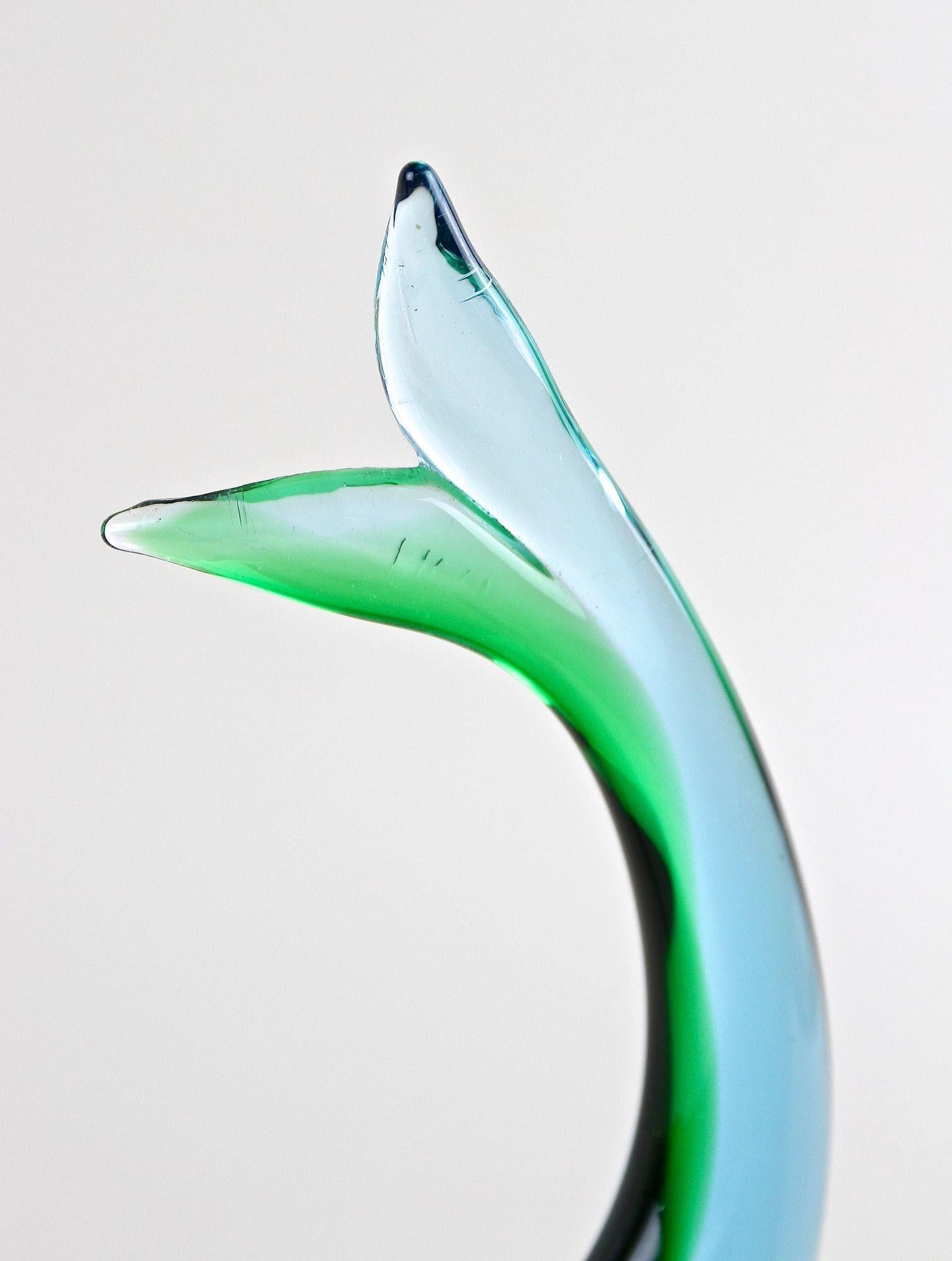 Mid Century Murano Glass Fish In Blue/ Green Tones , Glass Art - Italy ca. 1970 For Sale 5