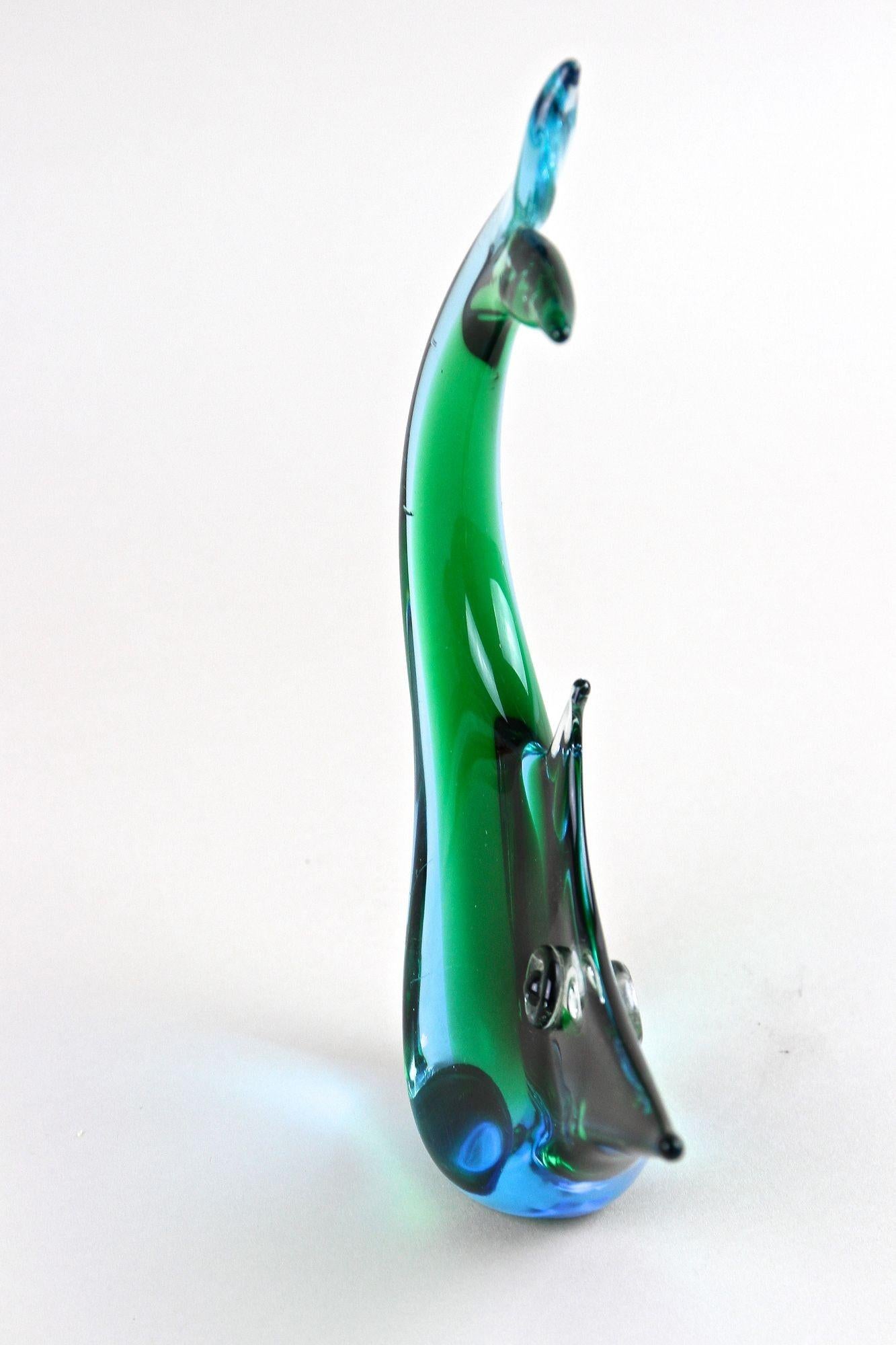 Mid Century Murano Glass Fish In Blue/ Green Tones , Glass Art - Italy ca. 1970 For Sale 6