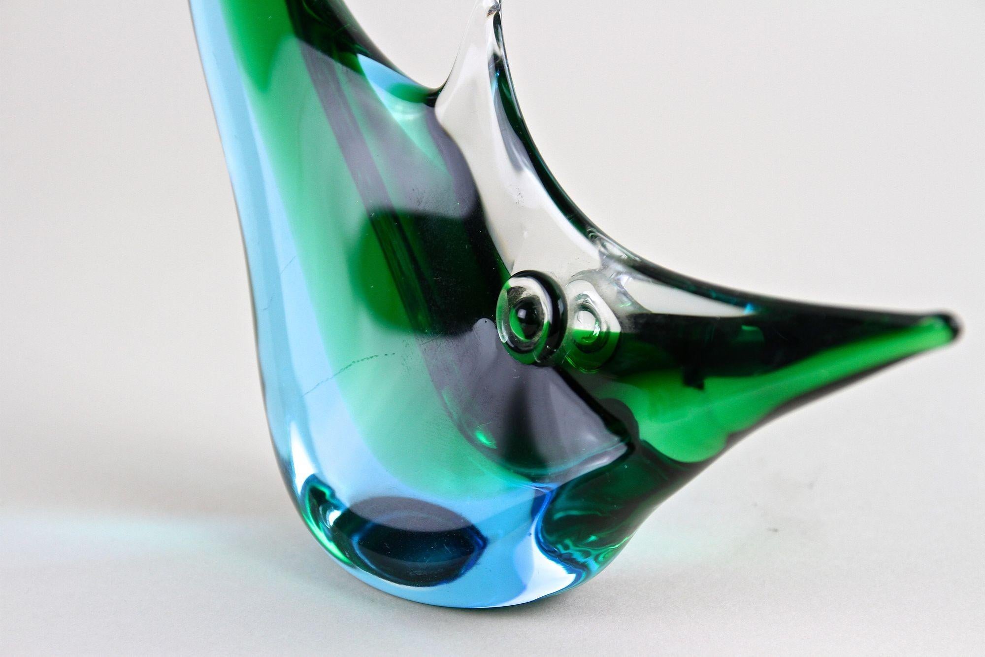 Mid Century Murano Glass Fish In Blue/ Green Tones , Glass Art - Italy ca. 1970 For Sale 7