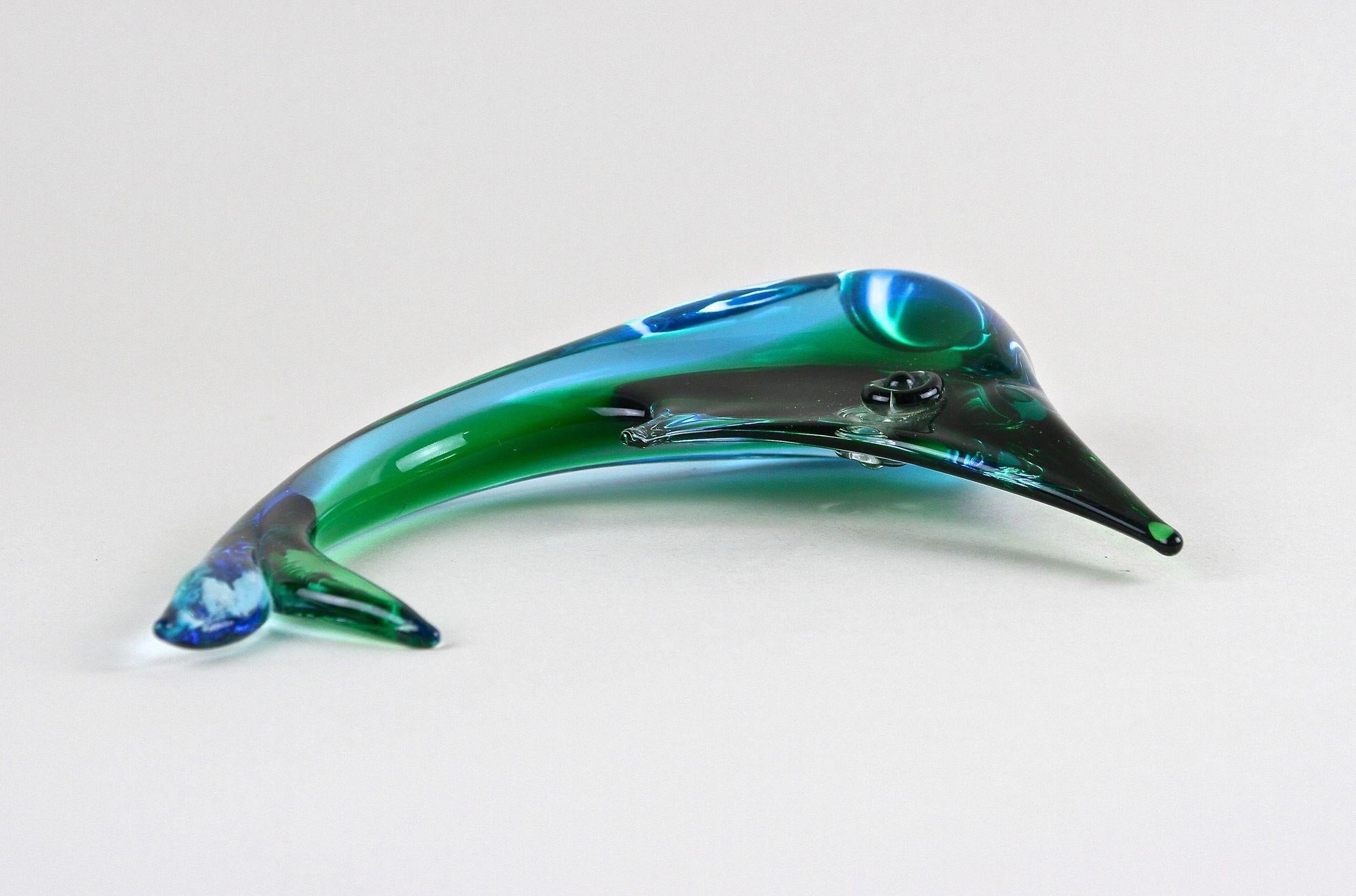 Mid Century Murano Glass Fish In Blue/ Green Tones , Glass Art - Italy ca. 1970 For Sale 12