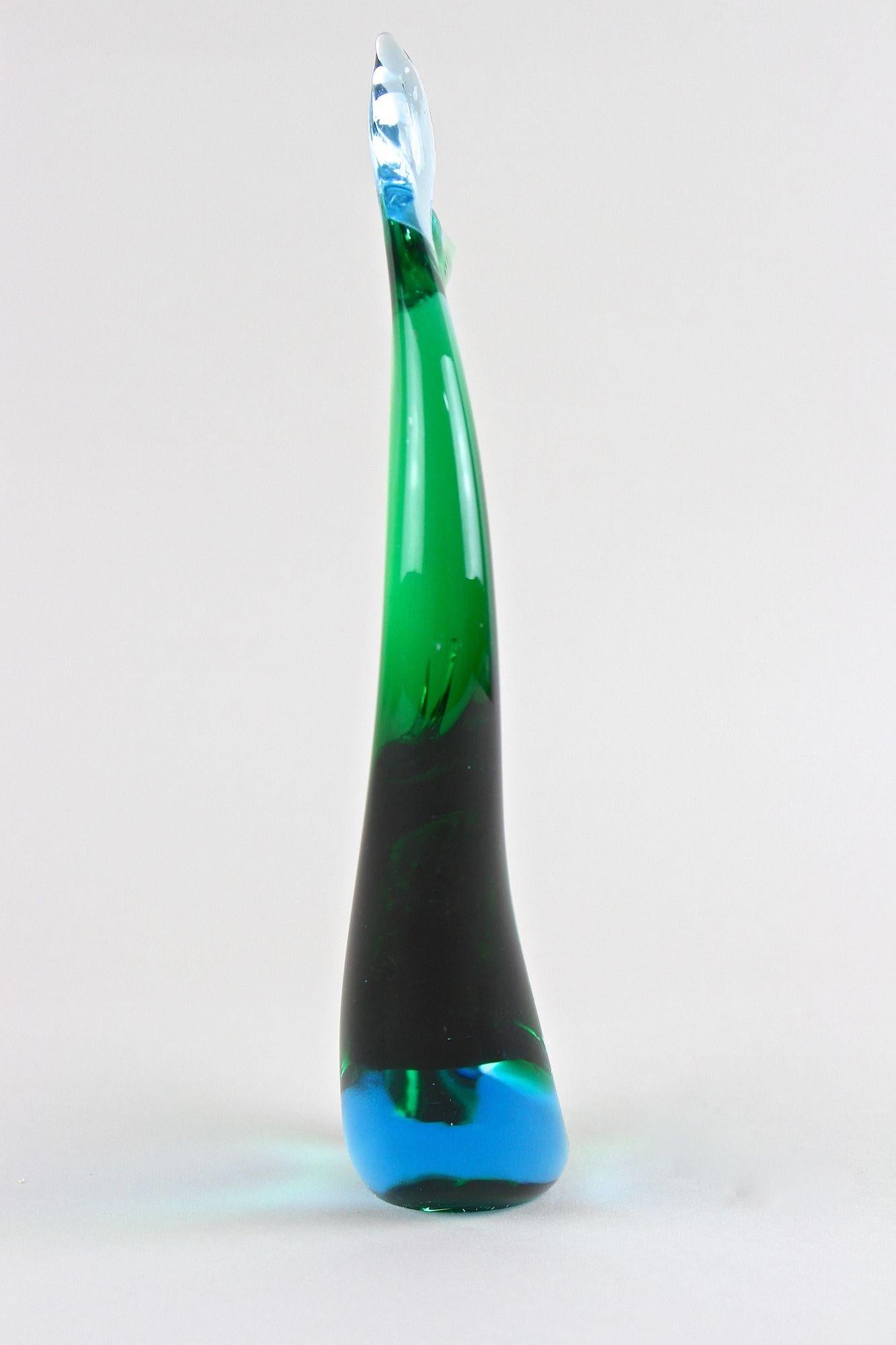 20th Century Mid Century Murano Glass Fish In Blue/ Green Tones , Glass Art - Italy ca. 1970 For Sale