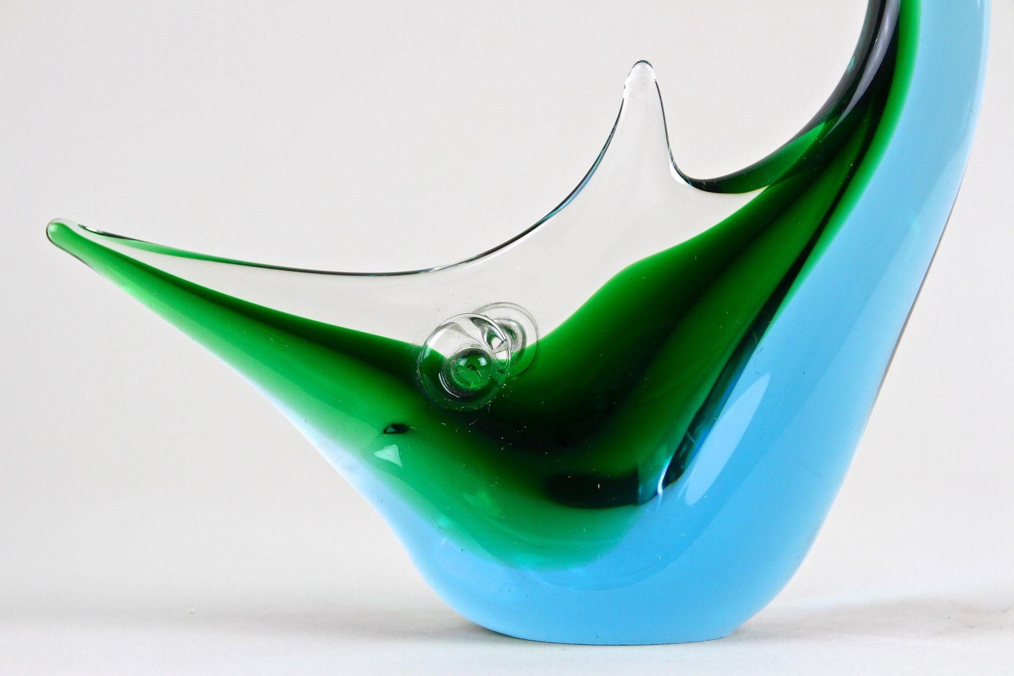 Mid Century Murano Glass Fish In Blue/ Green Tones , Glass Art - Italy ca. 1970 For Sale 2