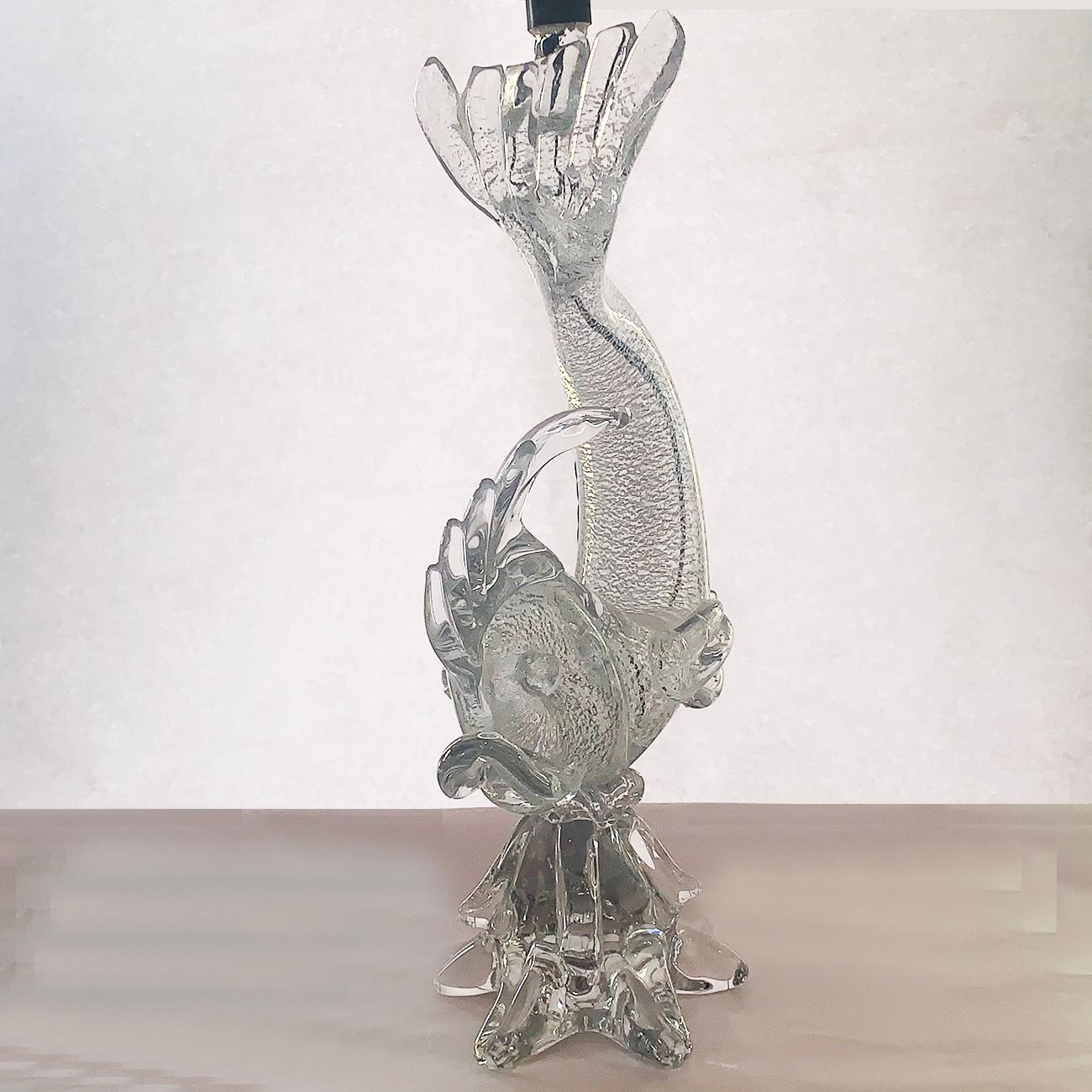 Italian Midcentury Murano Glass Fish Lamp For Sale