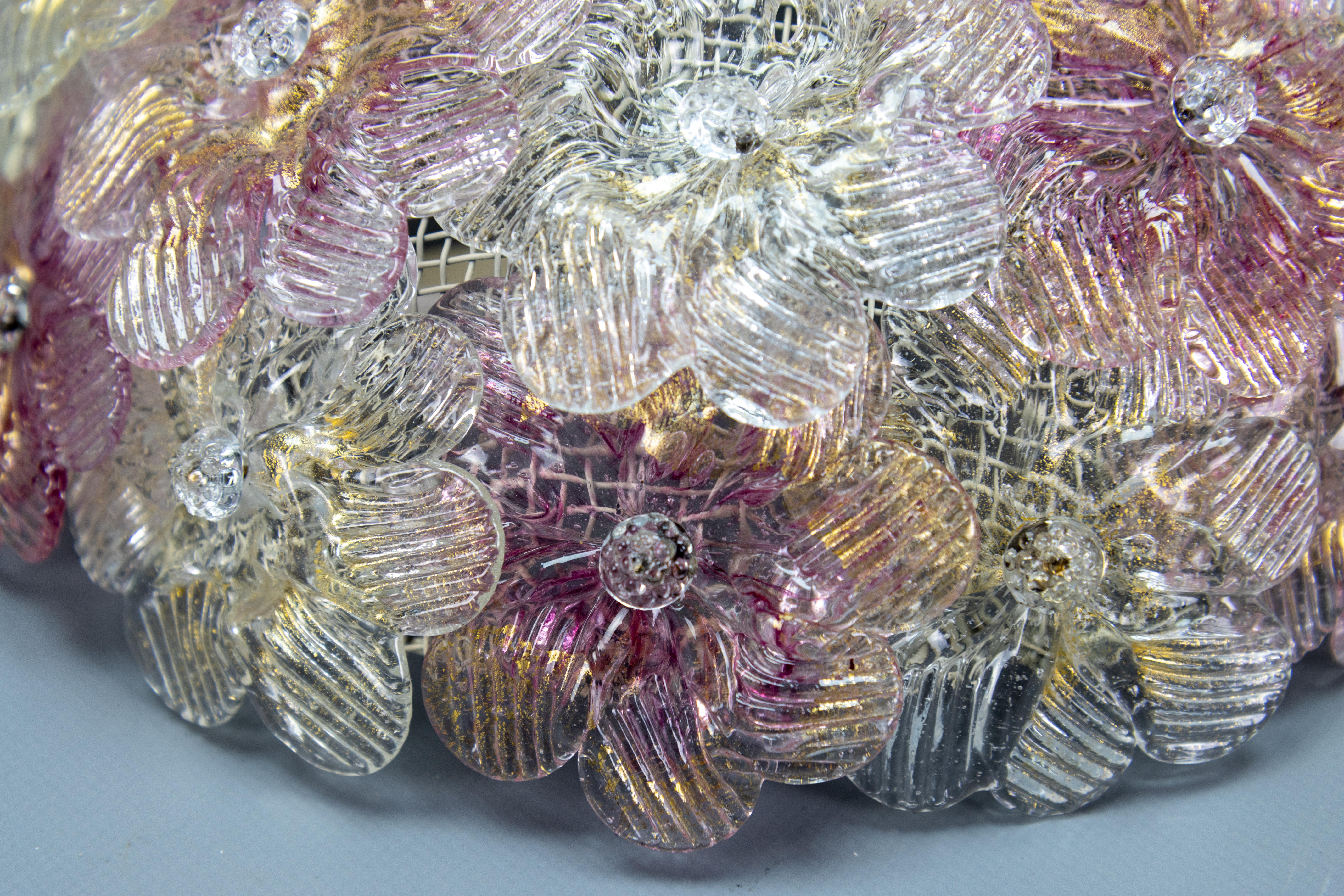 Empotrable o Aplique de Pared Floral de Cristal de Murano de Mediados de Siglo con Incrustaciones Doradas en Bueno estado para la venta en Barntrup, DE