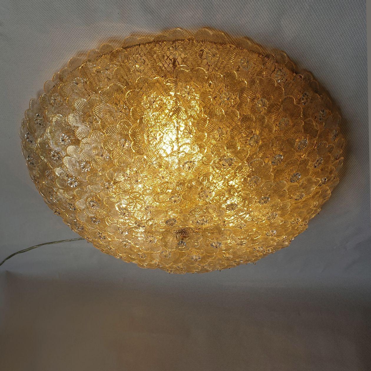 Late 20th Century Murano Glass Flush-Mount Light, Italy For Sale