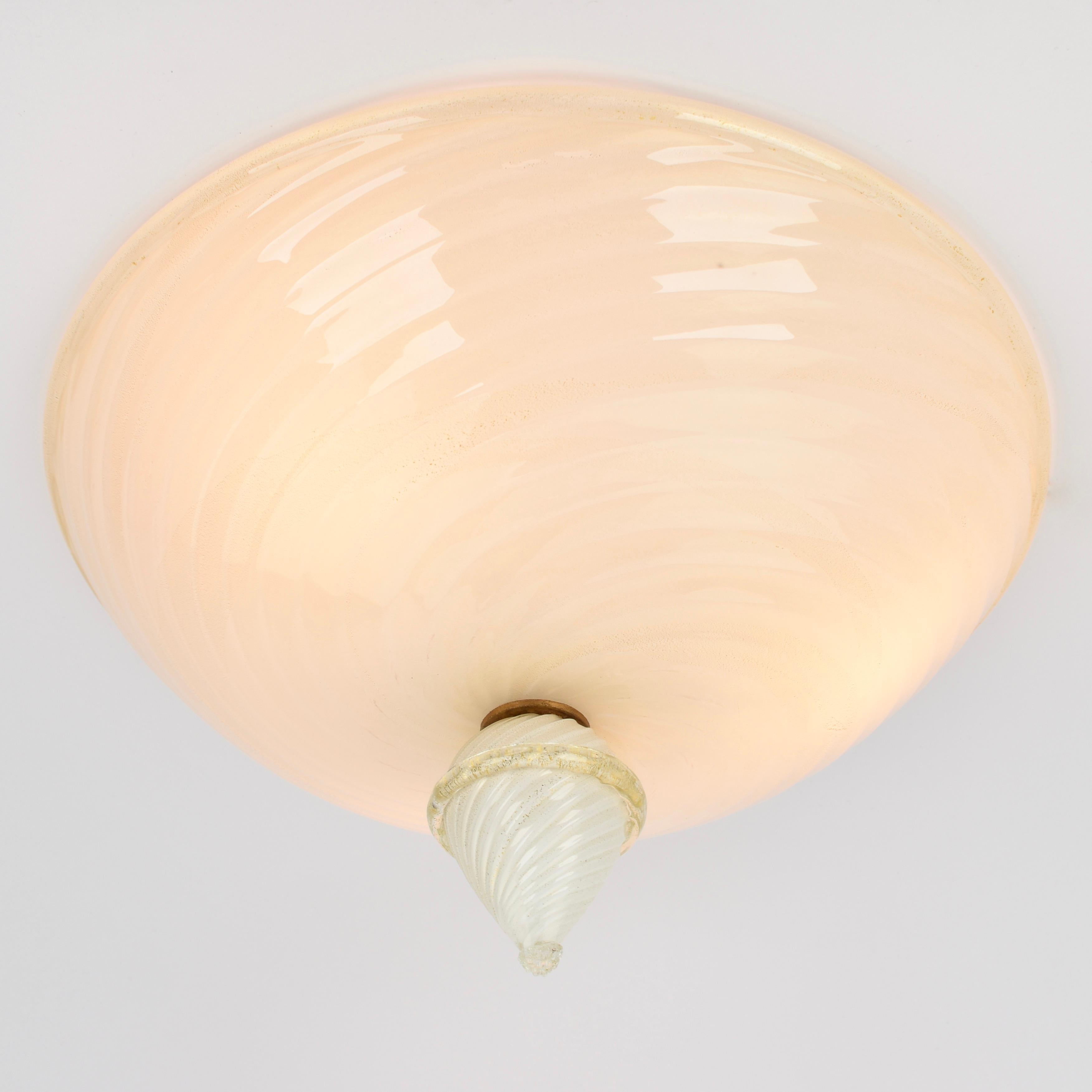Italiano Lampada da incasso in vetro di Murano di metà secolo attribuita a Barovier&Toso, anni '50 in vendita