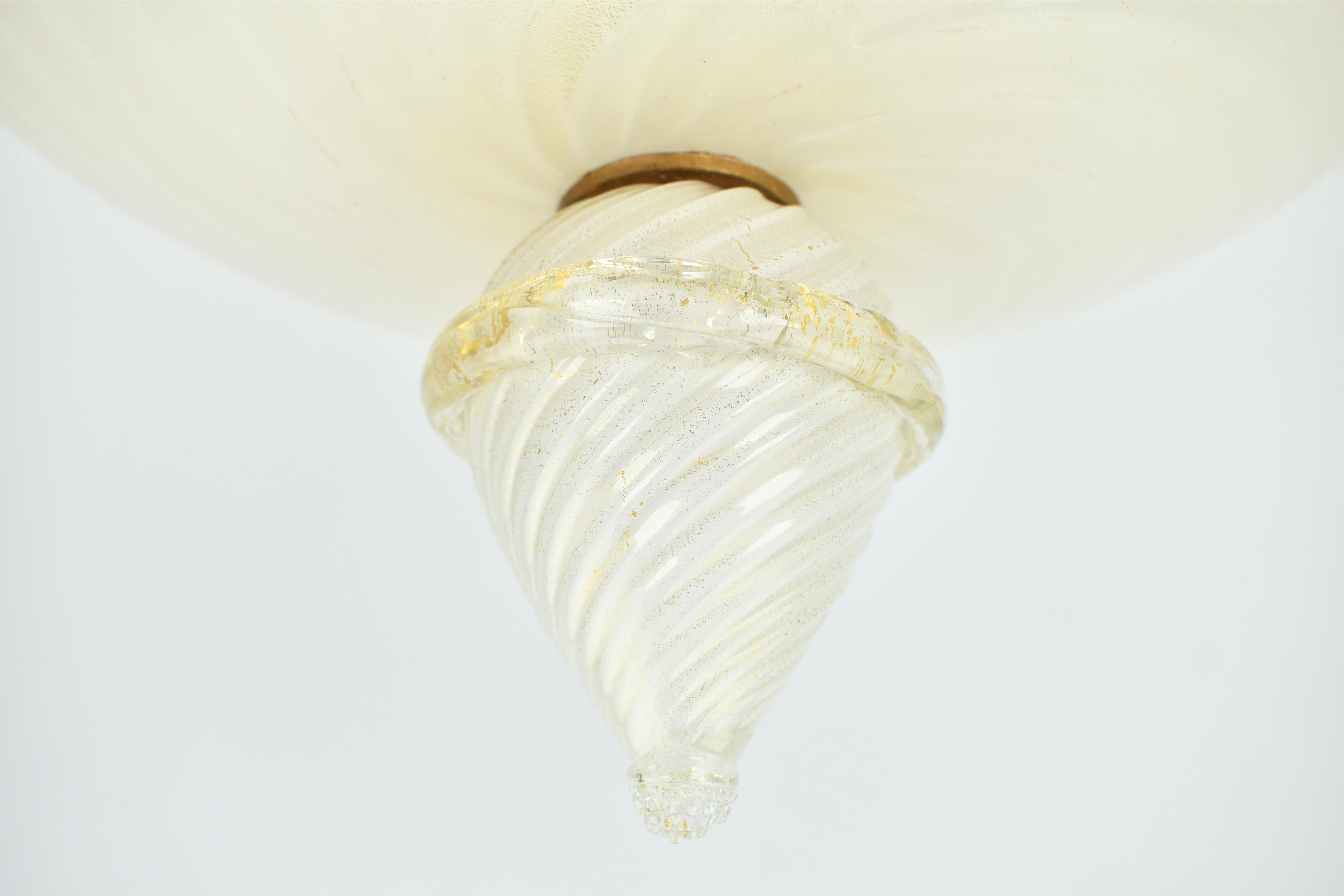 Metà XX secolo Lampada da incasso in vetro di Murano di metà secolo attribuita a Barovier&Toso, anni '50 in vendita