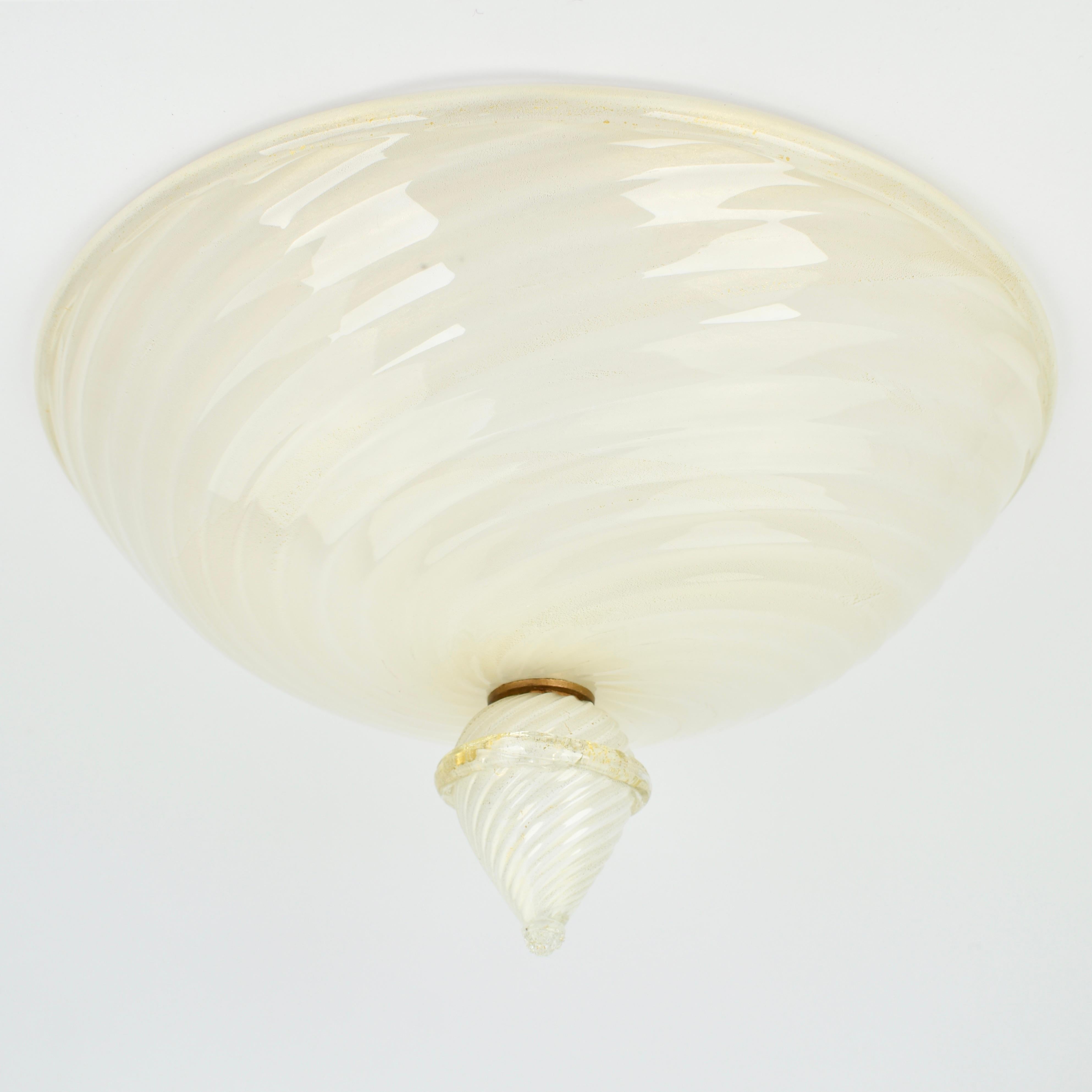 Lampada da incasso in vetro di Murano di metà secolo attribuita a Barovier&Toso, anni '50 in vendita 2