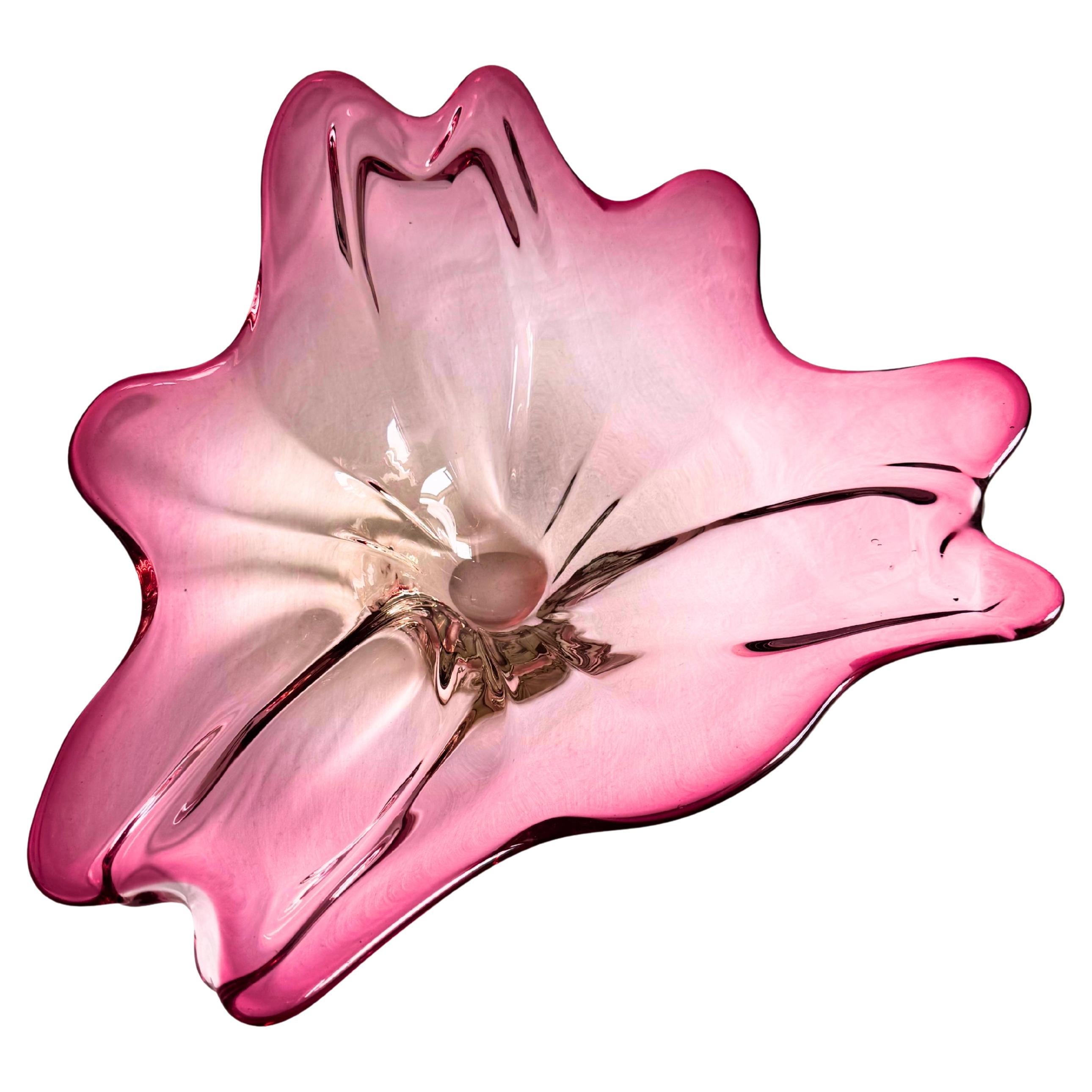 Mid-Century Murano Glass Freeform Large Centrepiece Bowl