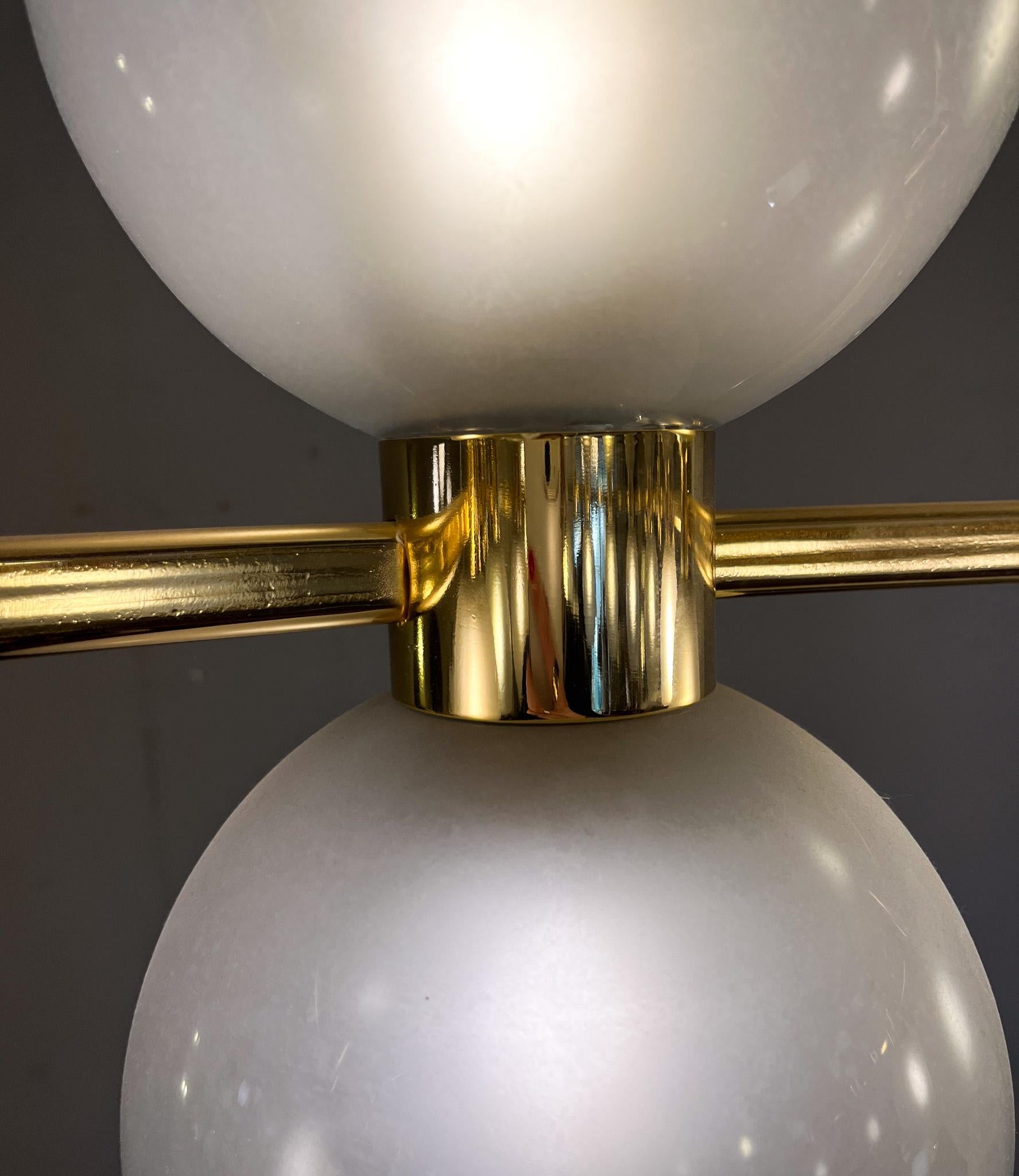 Brass Mid-Century Murano Glass Globe Chandelier, 1960s