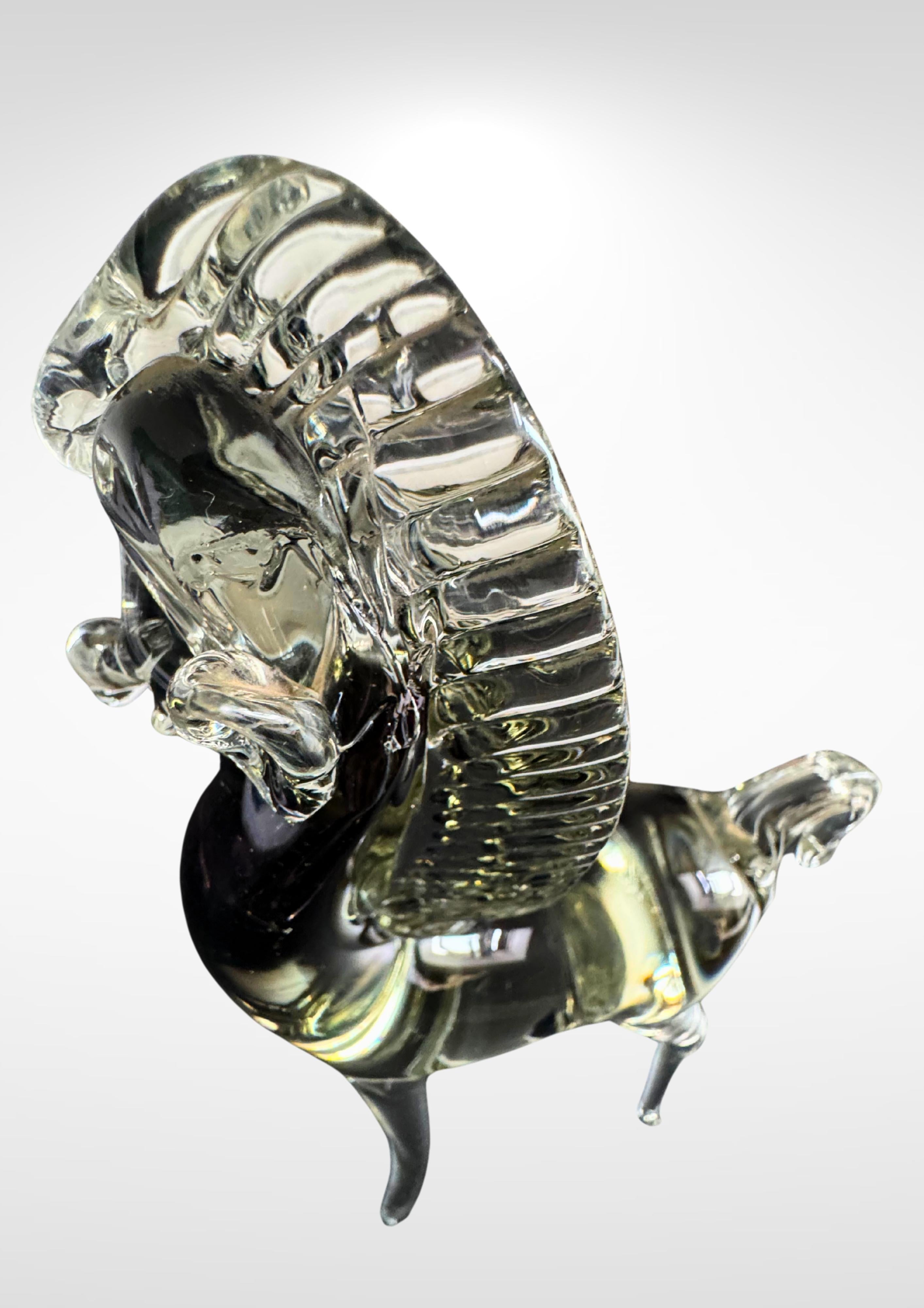 Mid-Century Murano Glas Pferd von Seguso mit Silberfolie Label im Angebot 3