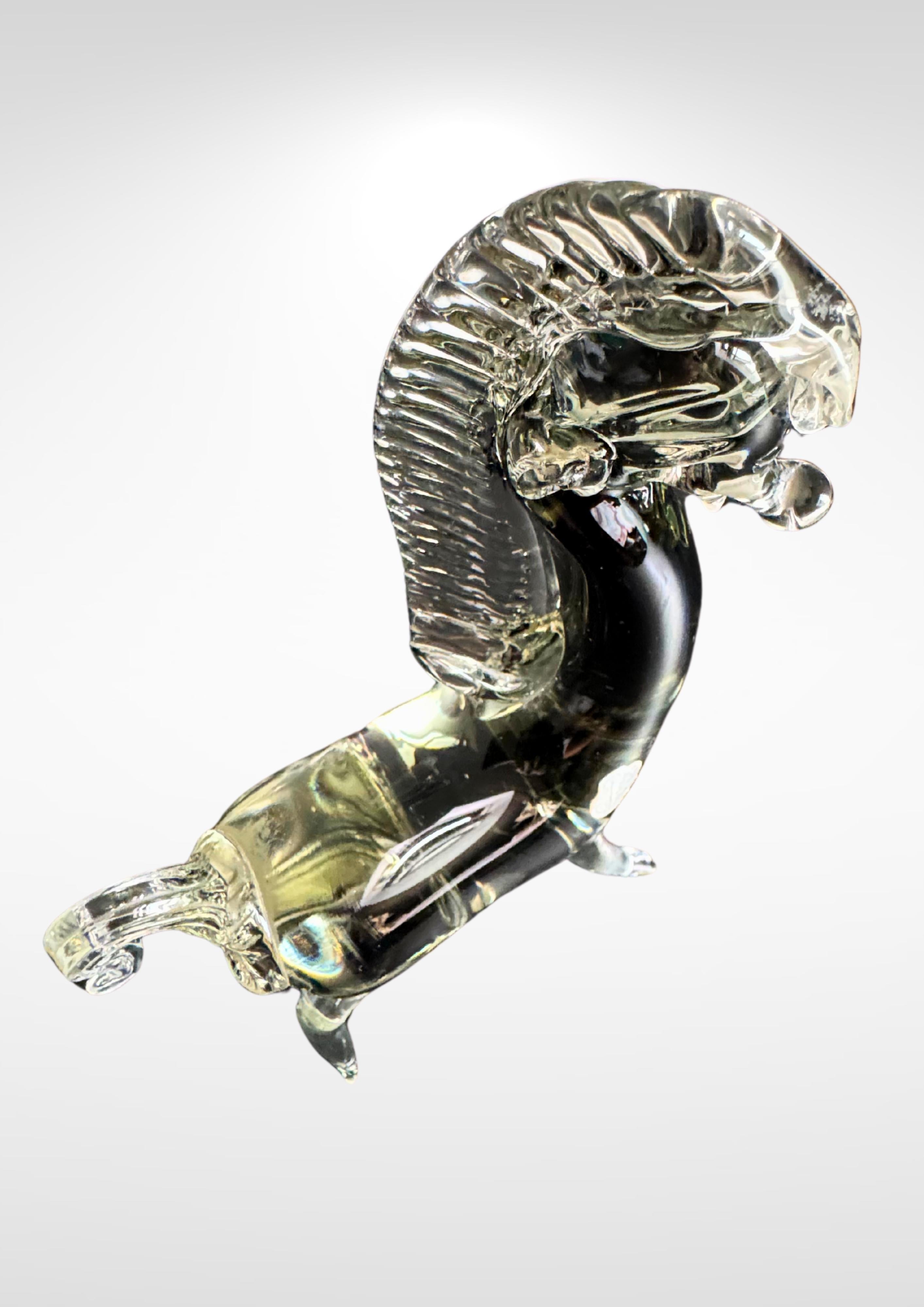 Mid-Century Murano Glas Pferd von Seguso mit Silberfolie Label (Italienisch) im Angebot