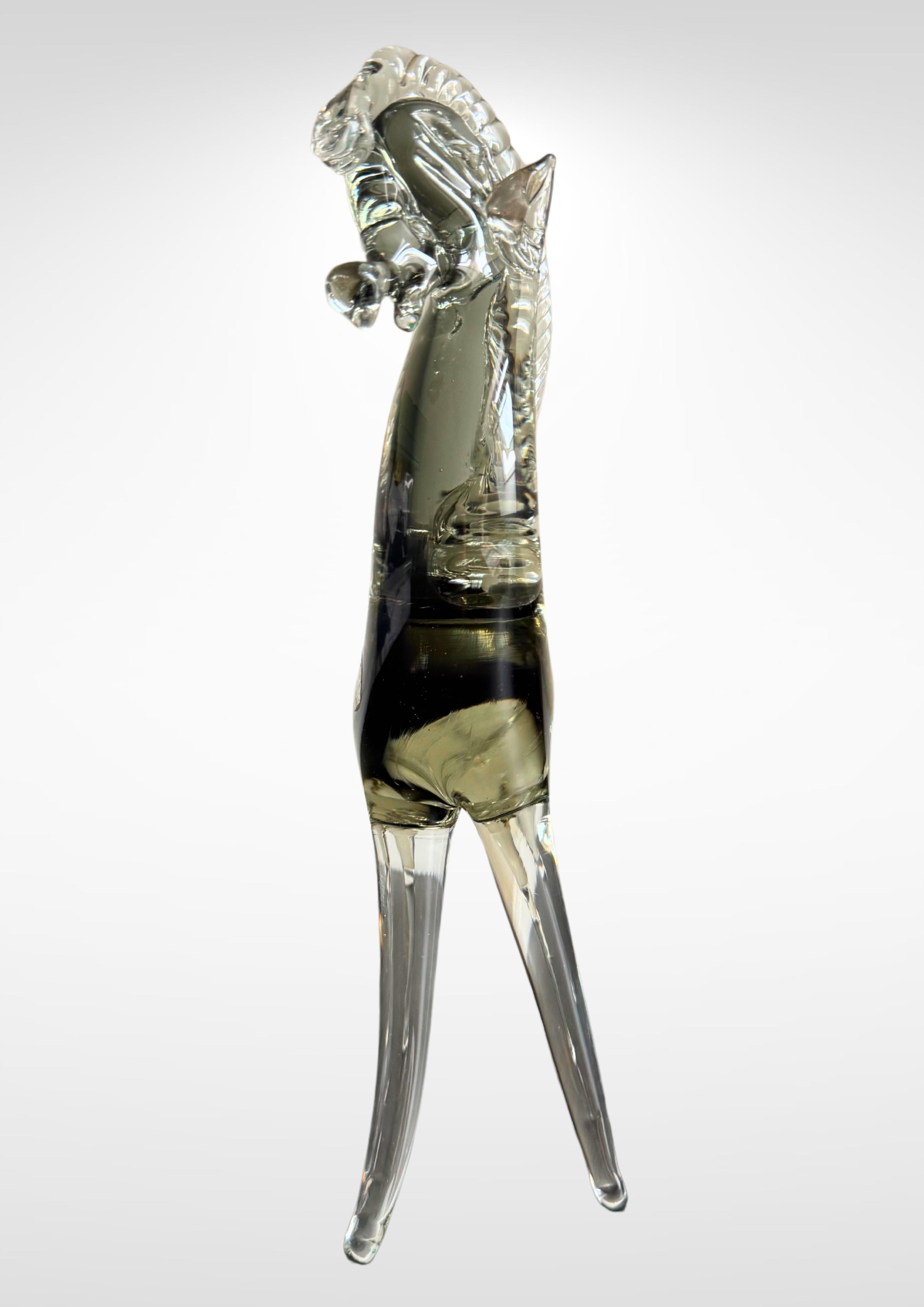 Mid-Century Murano Glas Pferd von Seguso mit Silberfolie Label (20. Jahrhundert) im Angebot