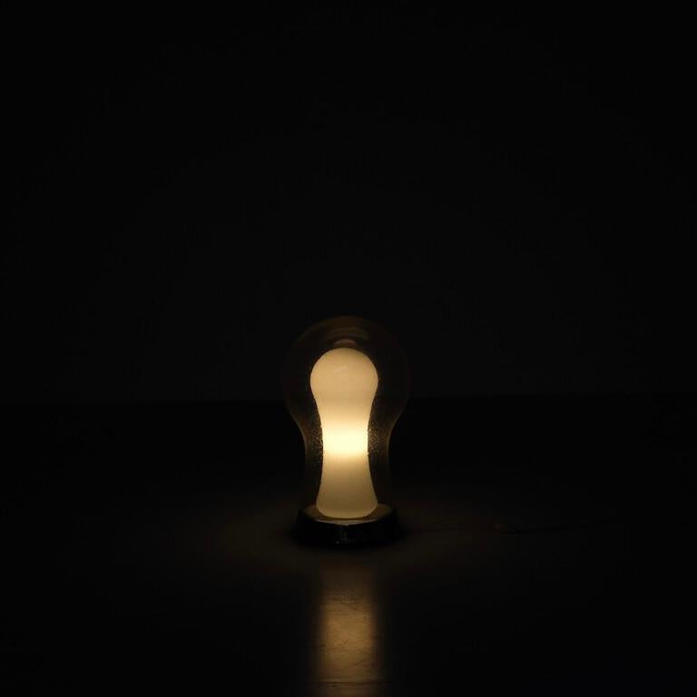 20th Century Mid century Murano Glass Lamp bulb-shaped, Italy 1960s with chromed base