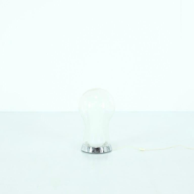 Acrylic Mid century Murano Glass Lamp bulb-shaped, Italy 1960s with chromed base