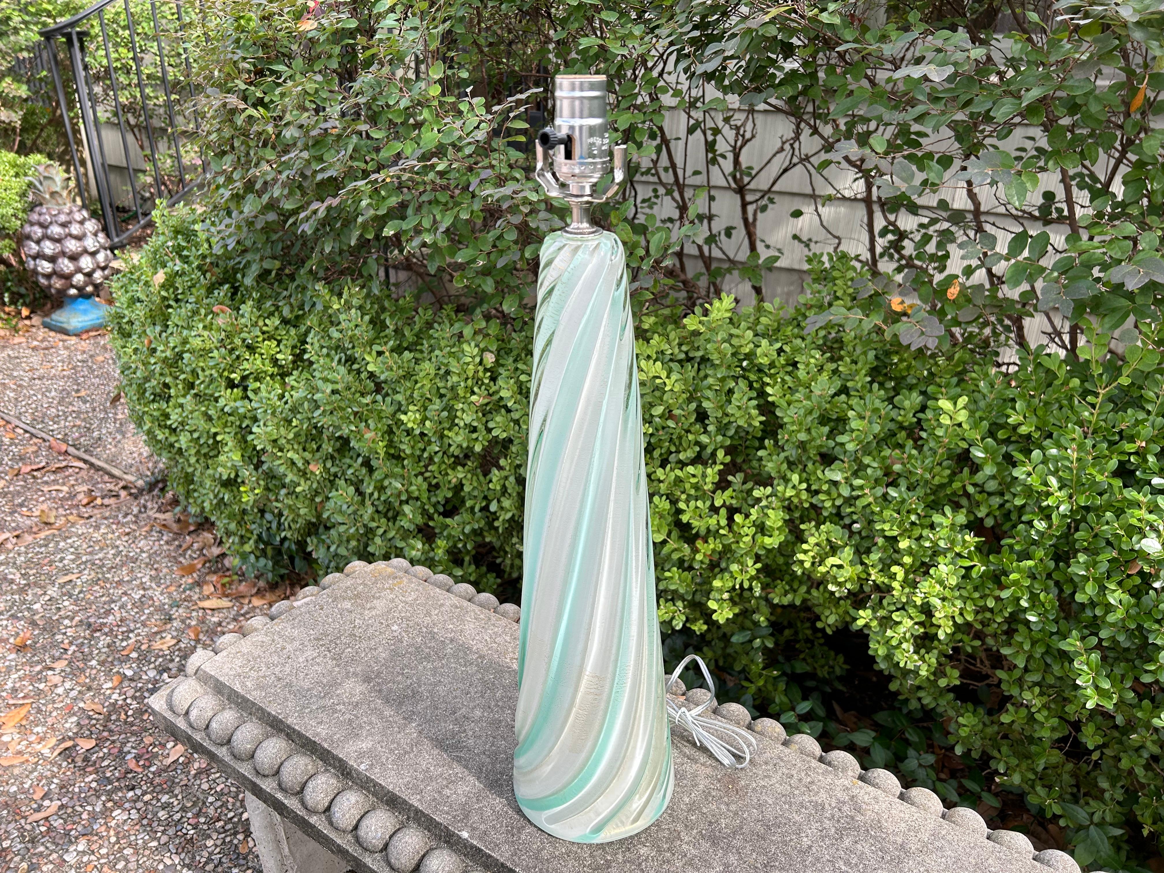 Italian Mid Century Murano Glass Lamp By Seguso For Sale