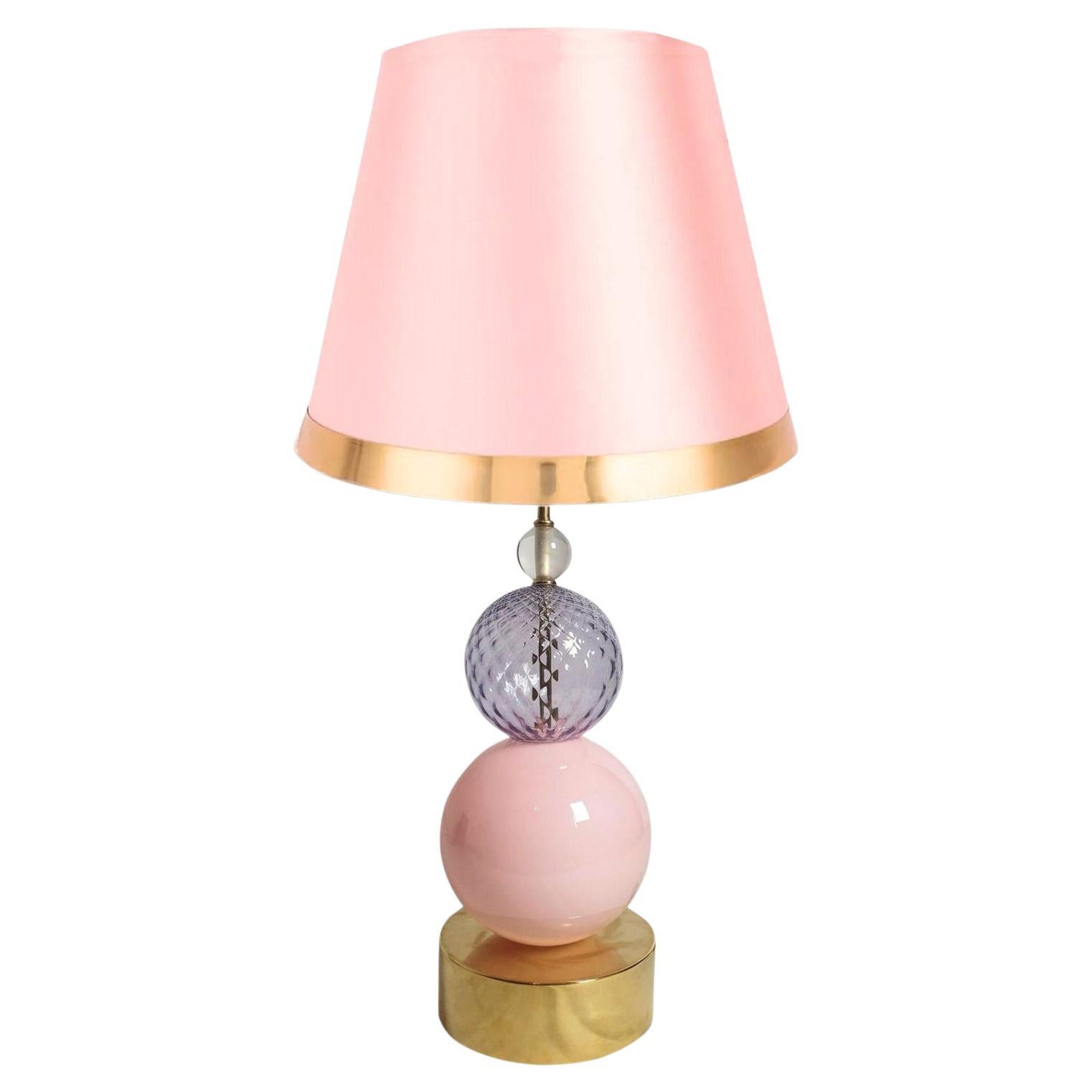Mid-Century pink Murano glass lamp