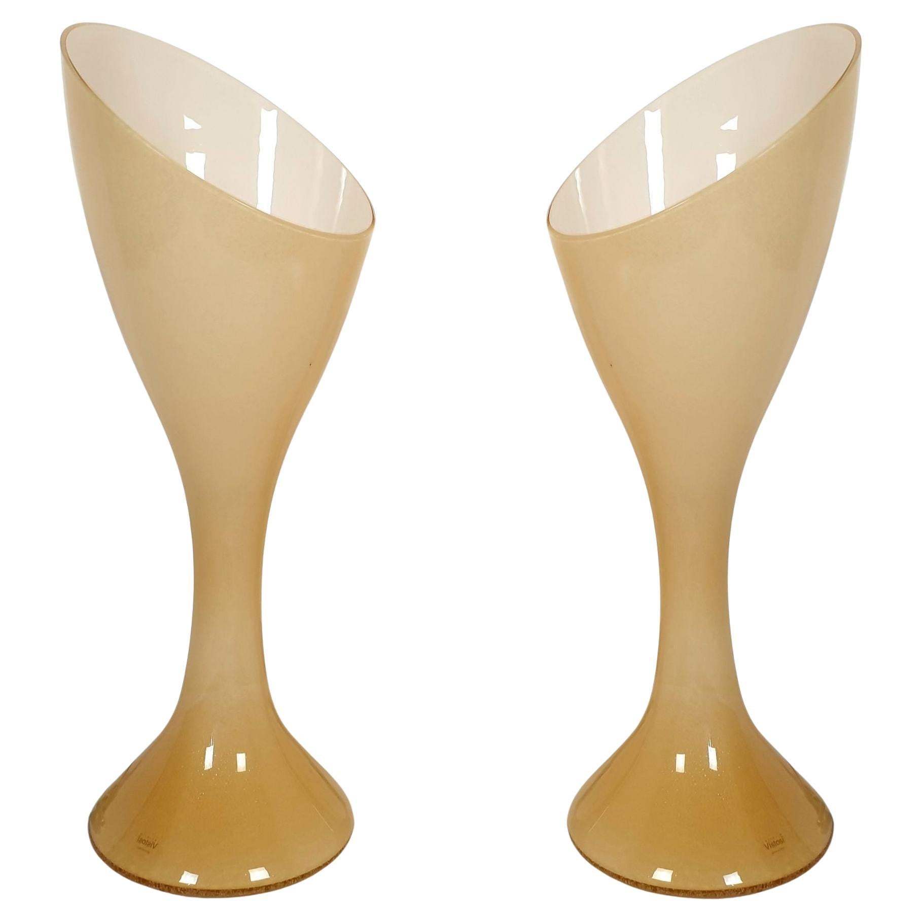 Mid Century Murano glass lamps by Vistosi - a pair