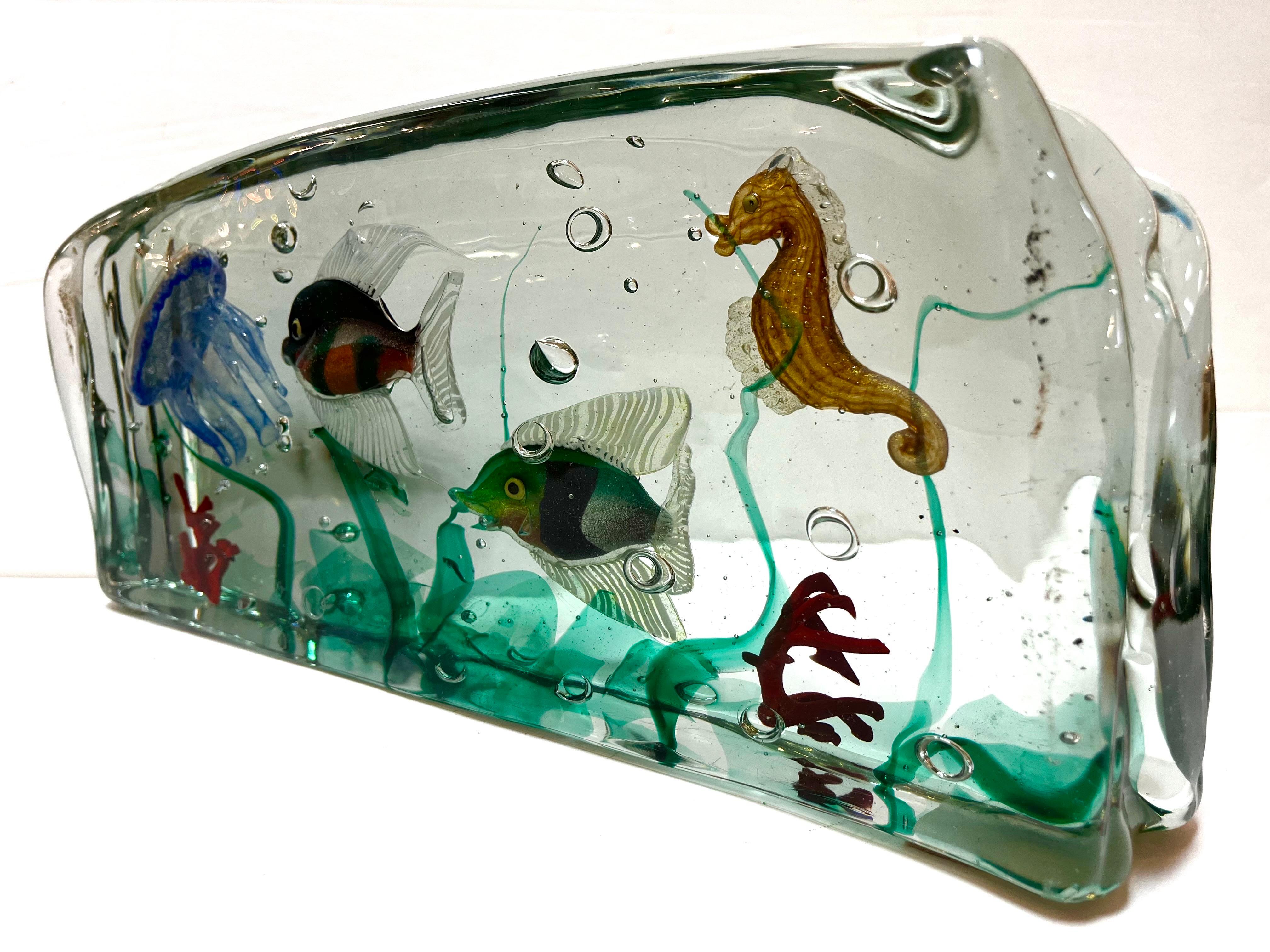 Mid Century Murano Glass Large Aquarium Sculpture Style of Barbini for Cenedese 1