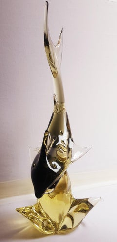 Mid-Century Murano Glass large Sommerso Shark Signed by the artist